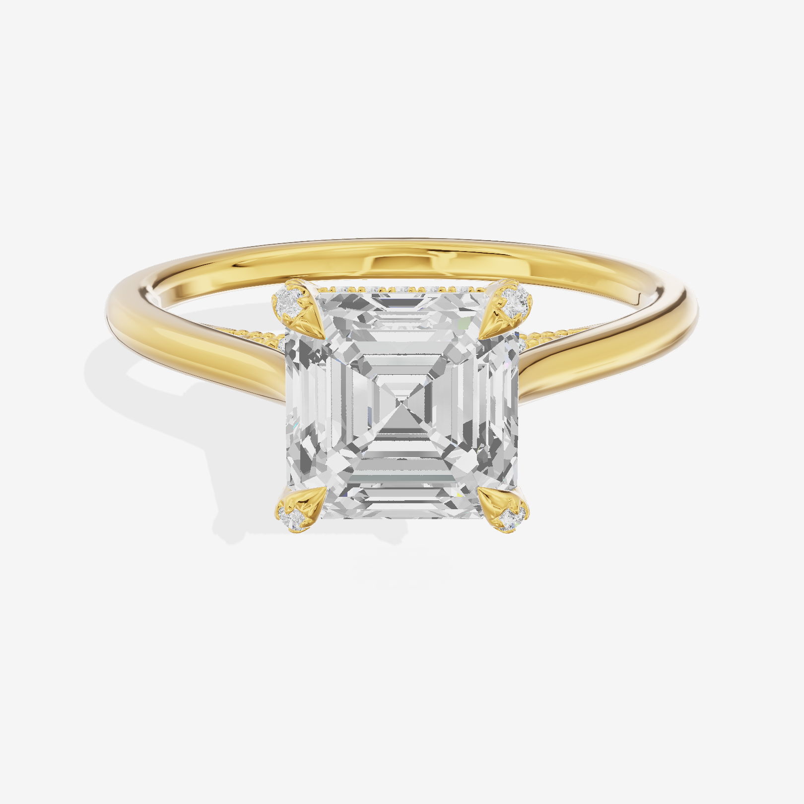 Grand Vowsae Asscher Engagement Ring with Side Stones (1/5 ct. tw.) in 18K Yellow Gold