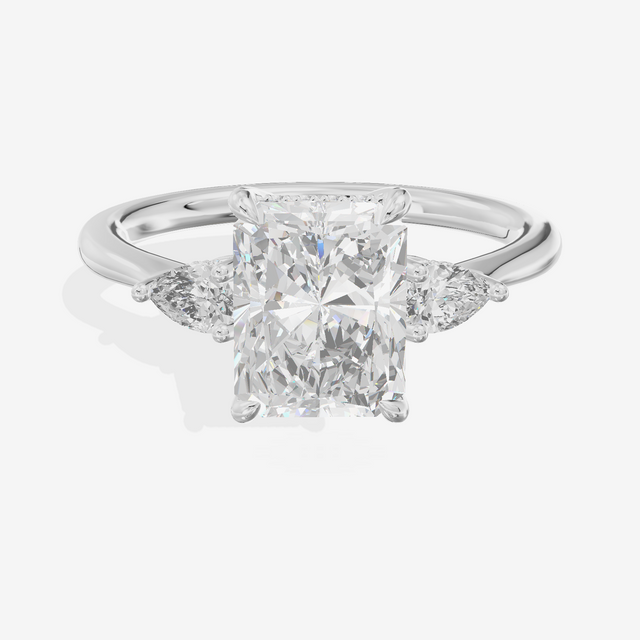 Petite Vowsae Three Stone Radiant Engagement Ring (1/4 ct. tw.) in 14K White Gold