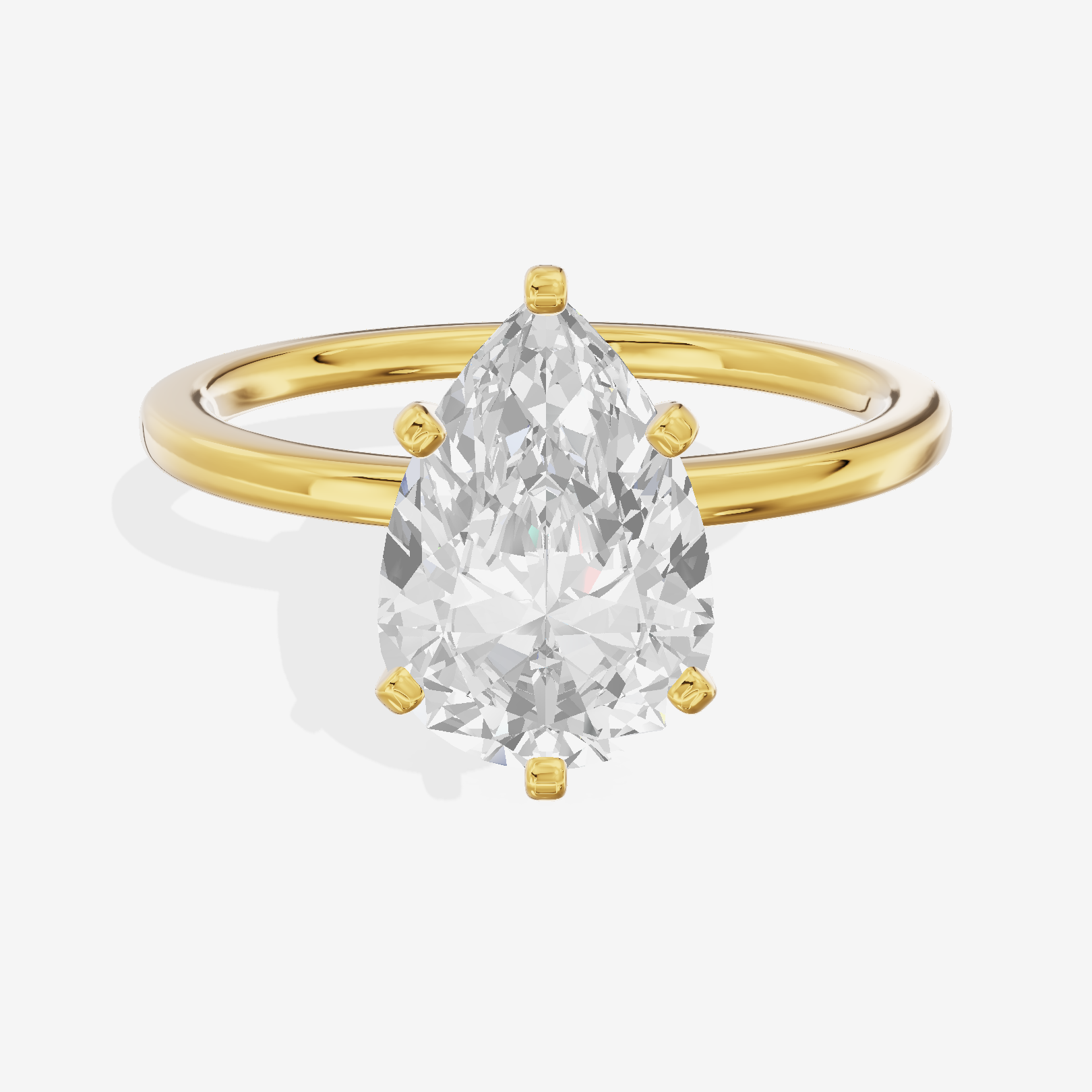 Petite Sincere 1.5mm Pear Six-Prong Engagement Ring in 18K Yellow Gold