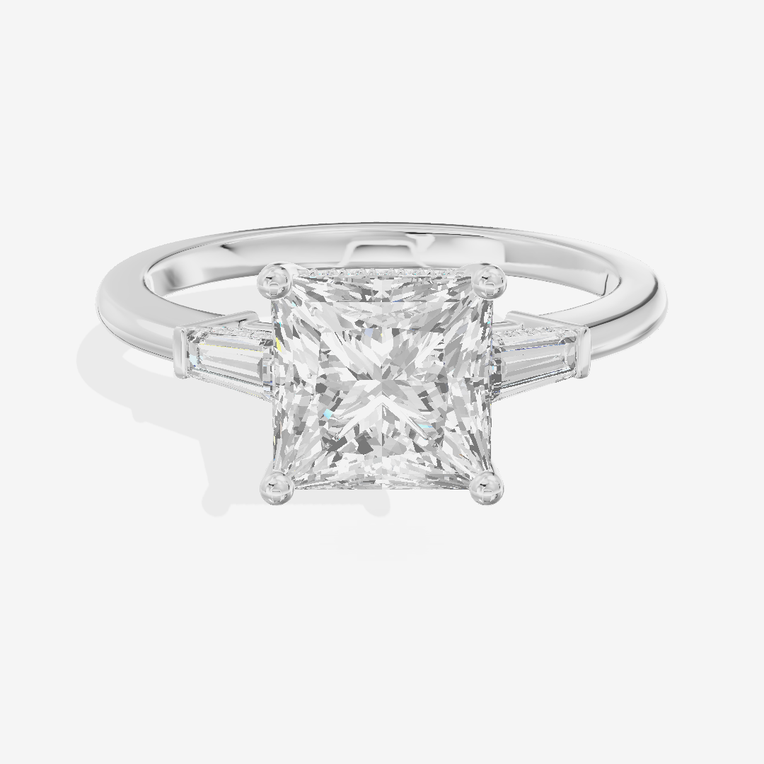 Clusta Three Stone Princess Engagement Ring (1/10 ct. tw.) in 18K White Gold