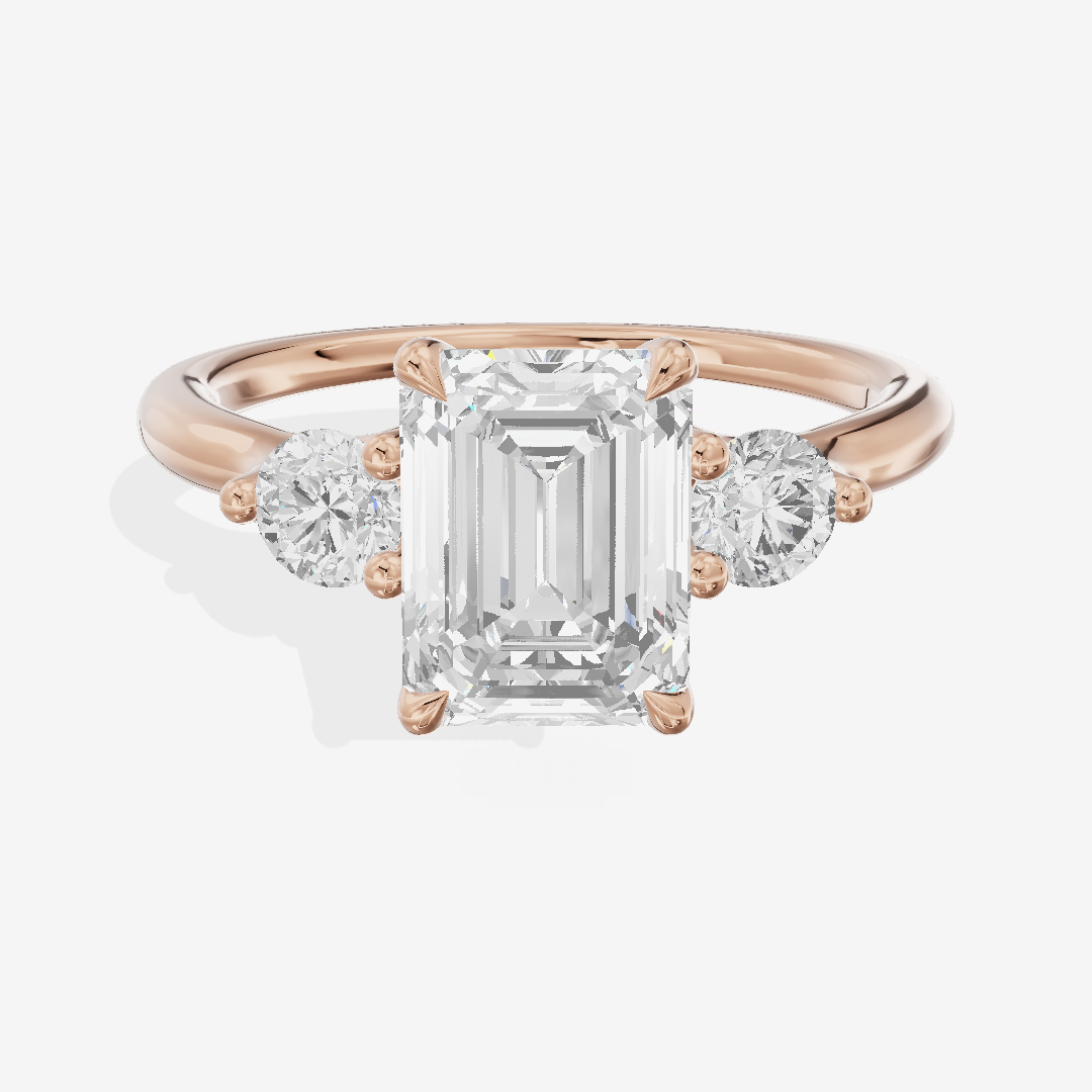 Eternal Vowsae Three Stone Emerald Engagement Ring (1/3 ct. tw.) in 18K Rose Gold