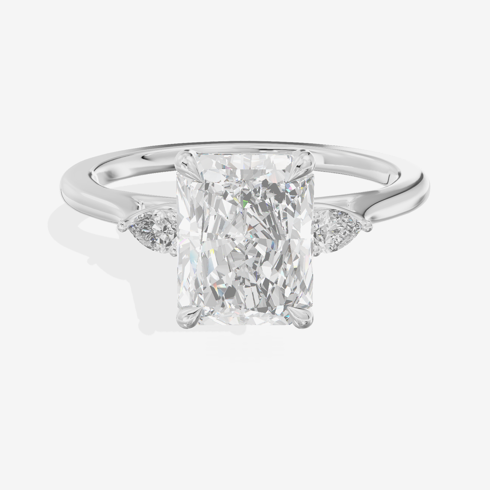 Royal Sincere Three Stone Radiant Engagement Ring (2/3 ct. tw.) in 18K White Gold