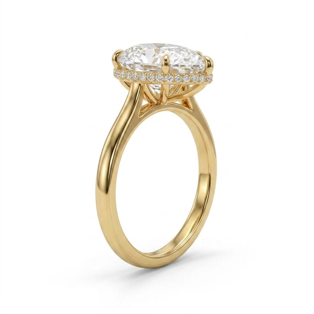 Hidden Halo Pear Engagement Ring (3.05 ct. tw.) in 18K Yellow Gold