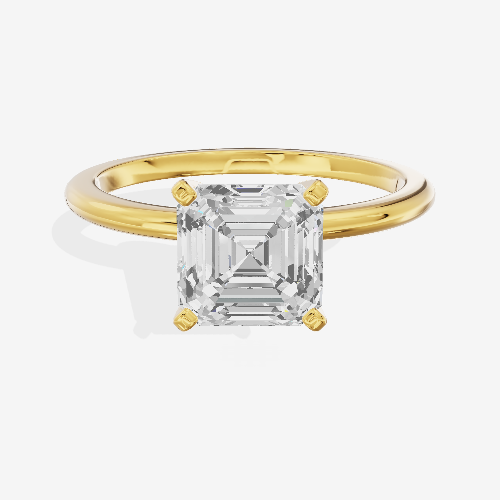 Coeurine 1.5mm Asscher Comfort Fit Engagement Ring in 18K Yellow Gold