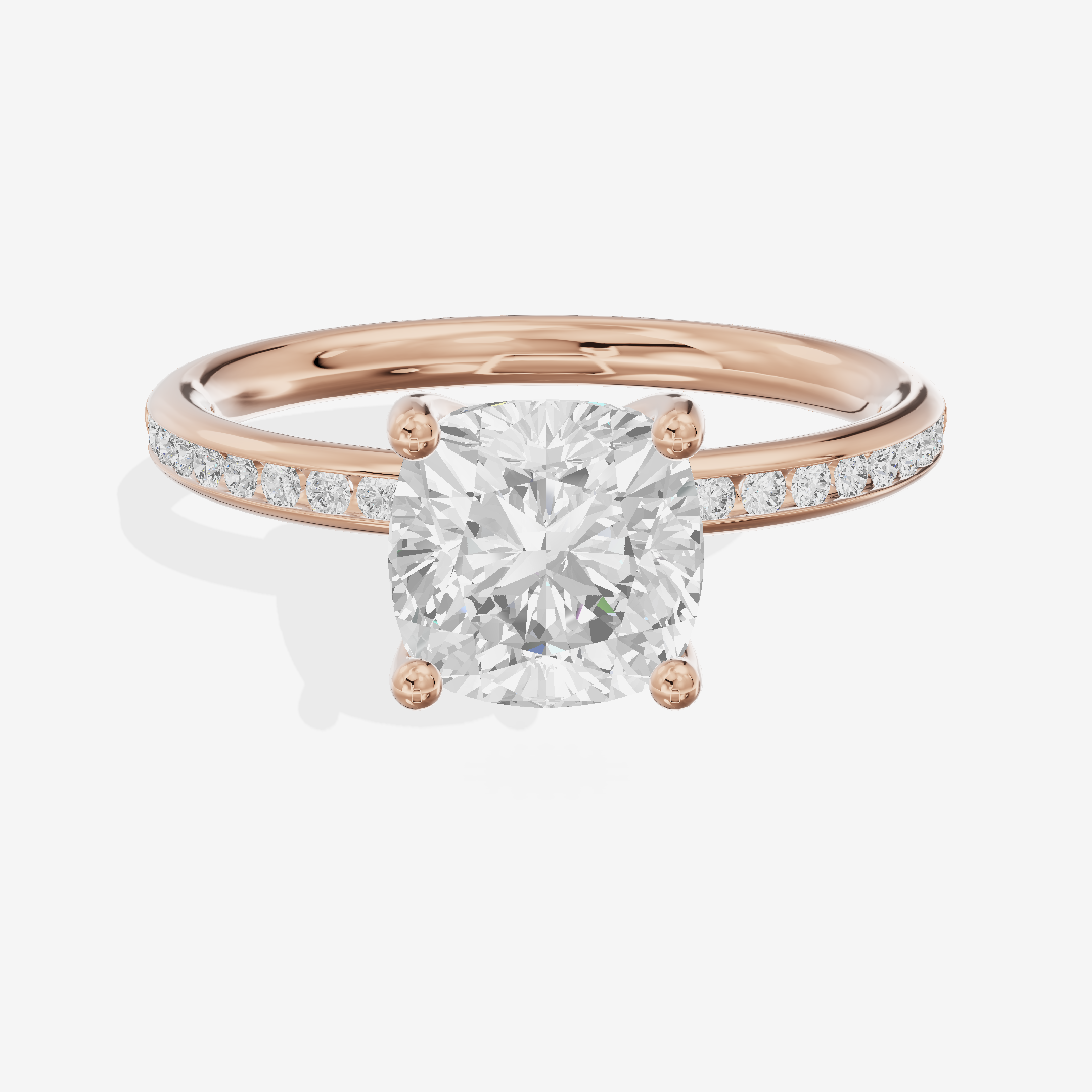 Classic Trellise Cushion Engagement Ring with Side Stones (1/8 ct. tw.) in 18K Rose Gold