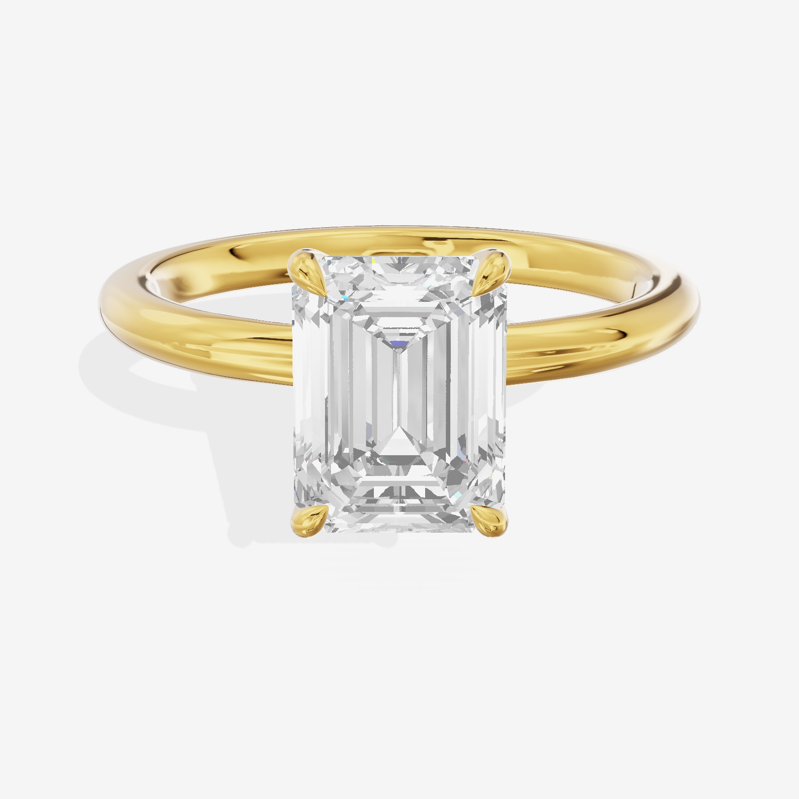 Adorae Solitaire 2mm Emerald Engagement Ring in 14K Yellow Gold