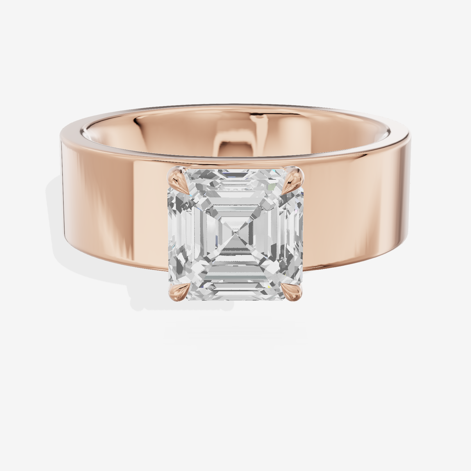 Aimora Solitaire 6mm Asscher Engagement Ring in 14K Rose Gold