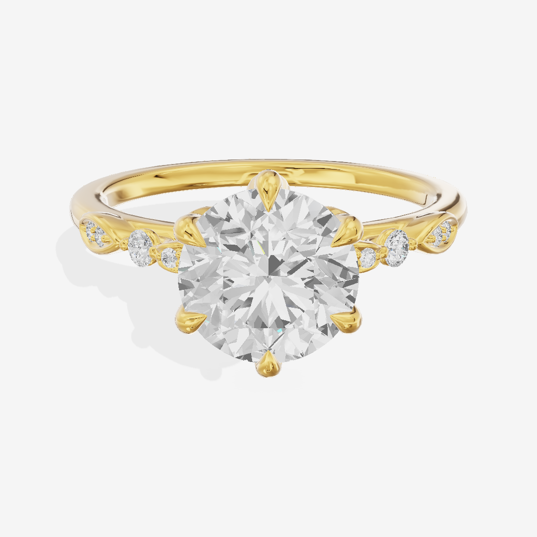 Modern Maia Round Engagement Ring with Side Stones (1/5 ct. tw.) in 14K Yellow Gold