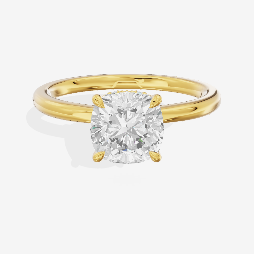 Grand Liviana Cushion Engagement Ring with Side Stones (1/10 ct. tw.) in 18K Yellow Gold
