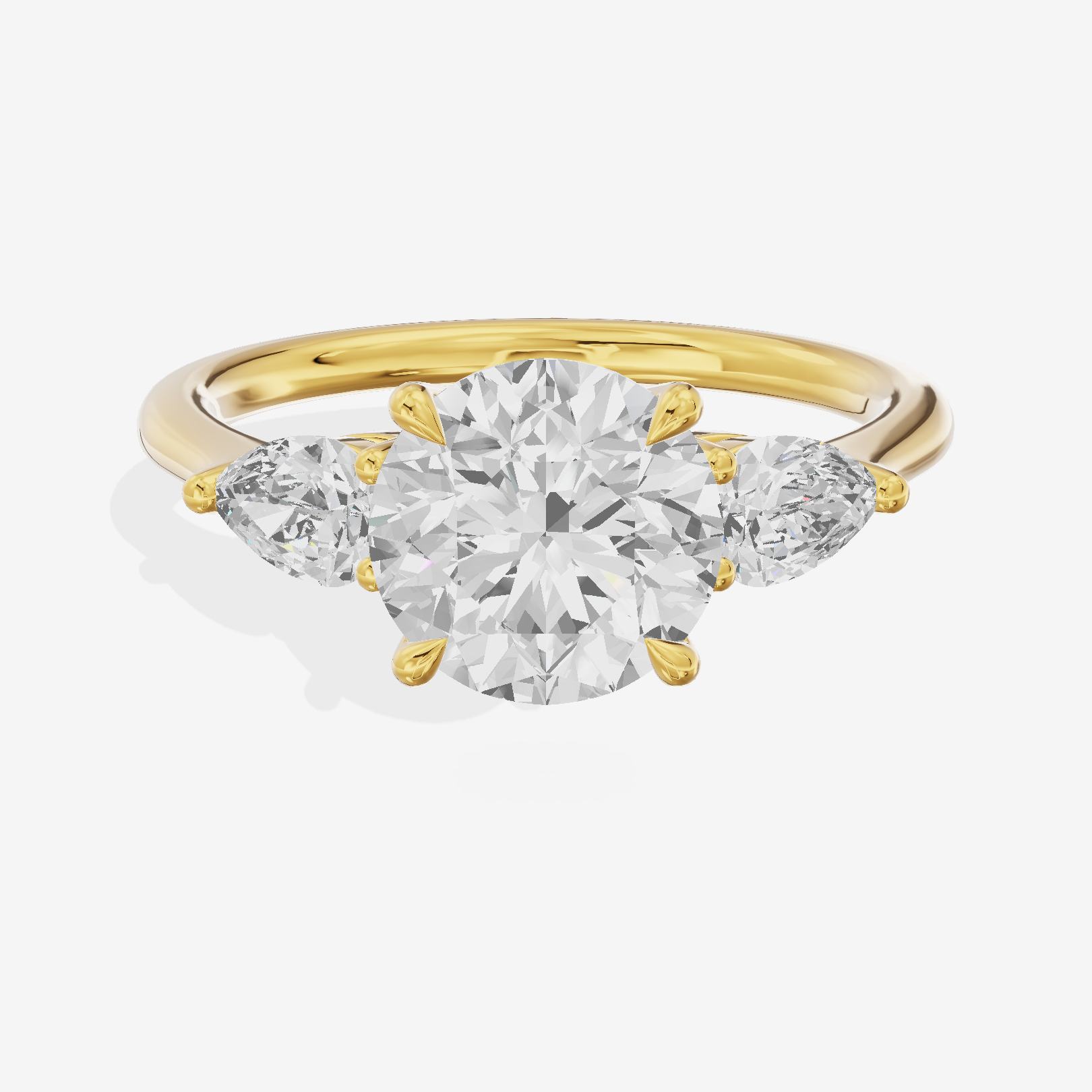 Luxe Aimora Three Stone Round Engagement Ring (3/4 ct. tw.) in 14K Yellow Gold