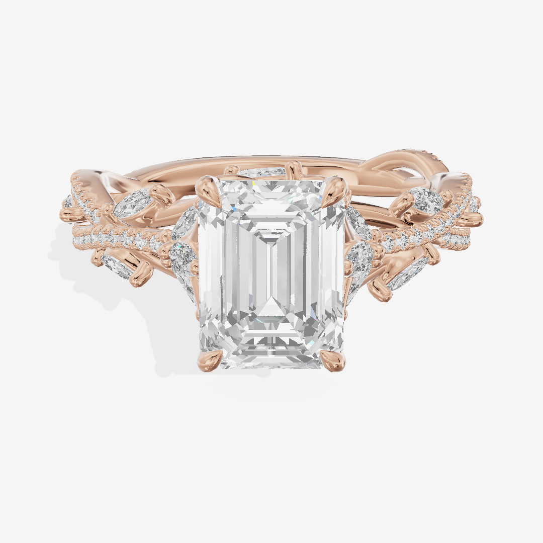 Luxe Promezza Emerald Engagement Ring with Side Stones (1/2 ct. tw.) in 14K Rose Gold