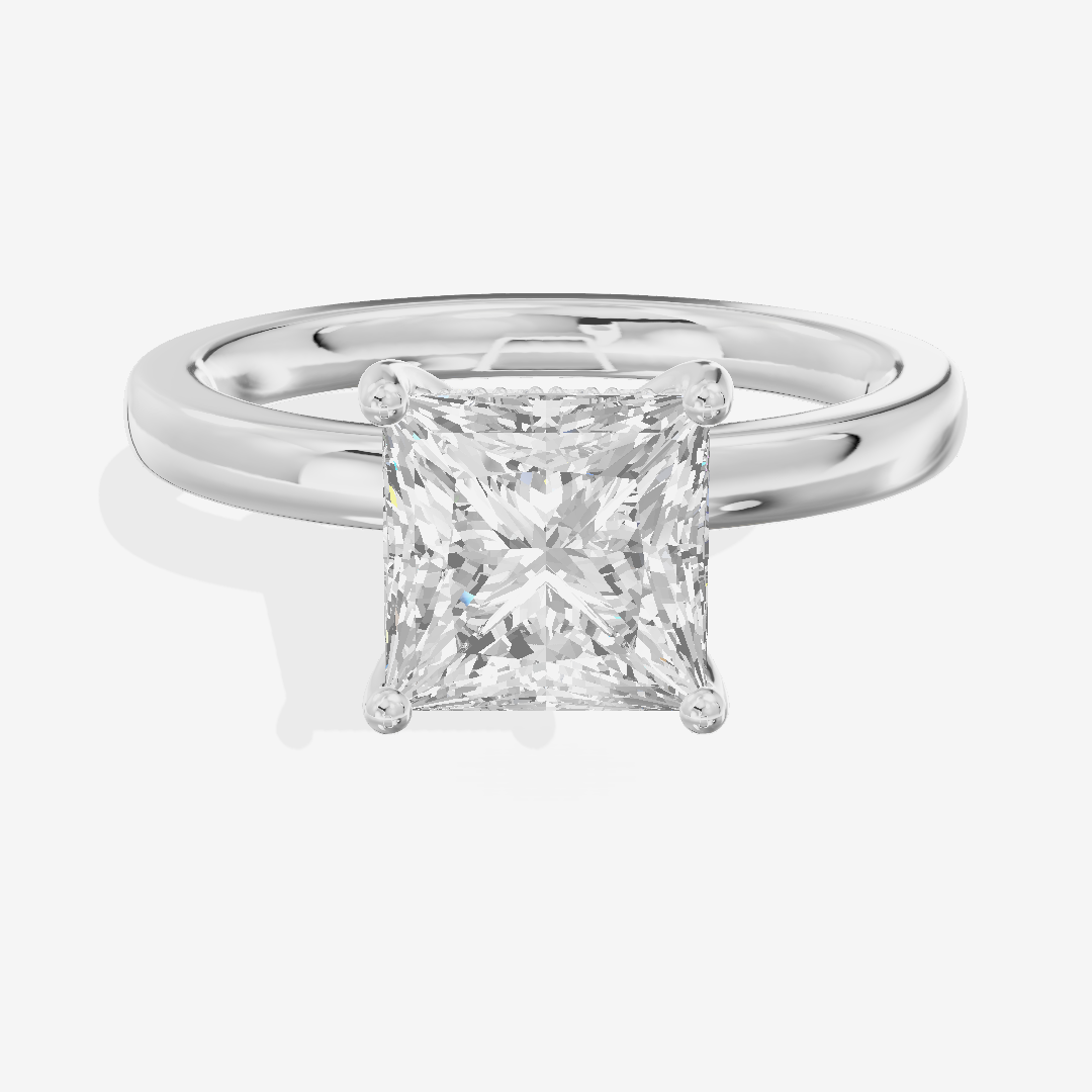 Reverya Princess Hidden Halo Engagement Ring (1/15 ct. tw.) in Platinum