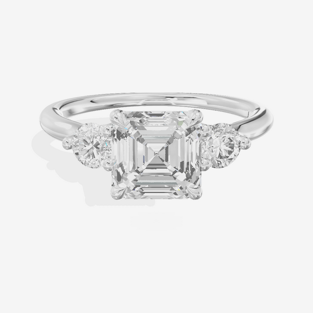 Eternal Vowsae Three Stone Asscher Engagement Ring (1/3 ct. tw.) in 18K White Gold