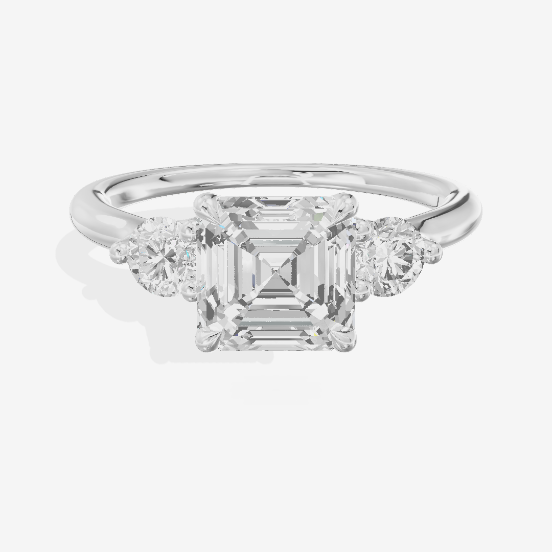 Eternal Vowsae Three Stone Asscher Engagement Ring (1/3 ct. tw.) in 18K White Gold