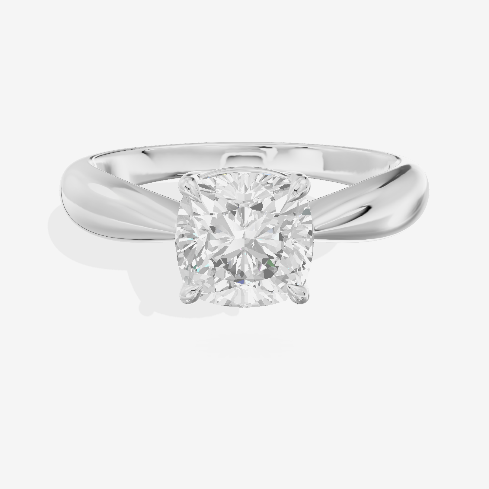 Aimora Trellis 2mm Cushion Solitaire Engagement Ring in 14K White Gold