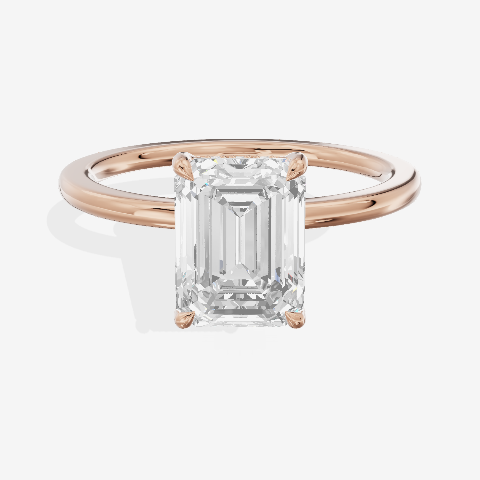 Coeurine Hidden Halo Emerald Engagement Ring (1/20 ct. tw.) in 14K Rose Gold