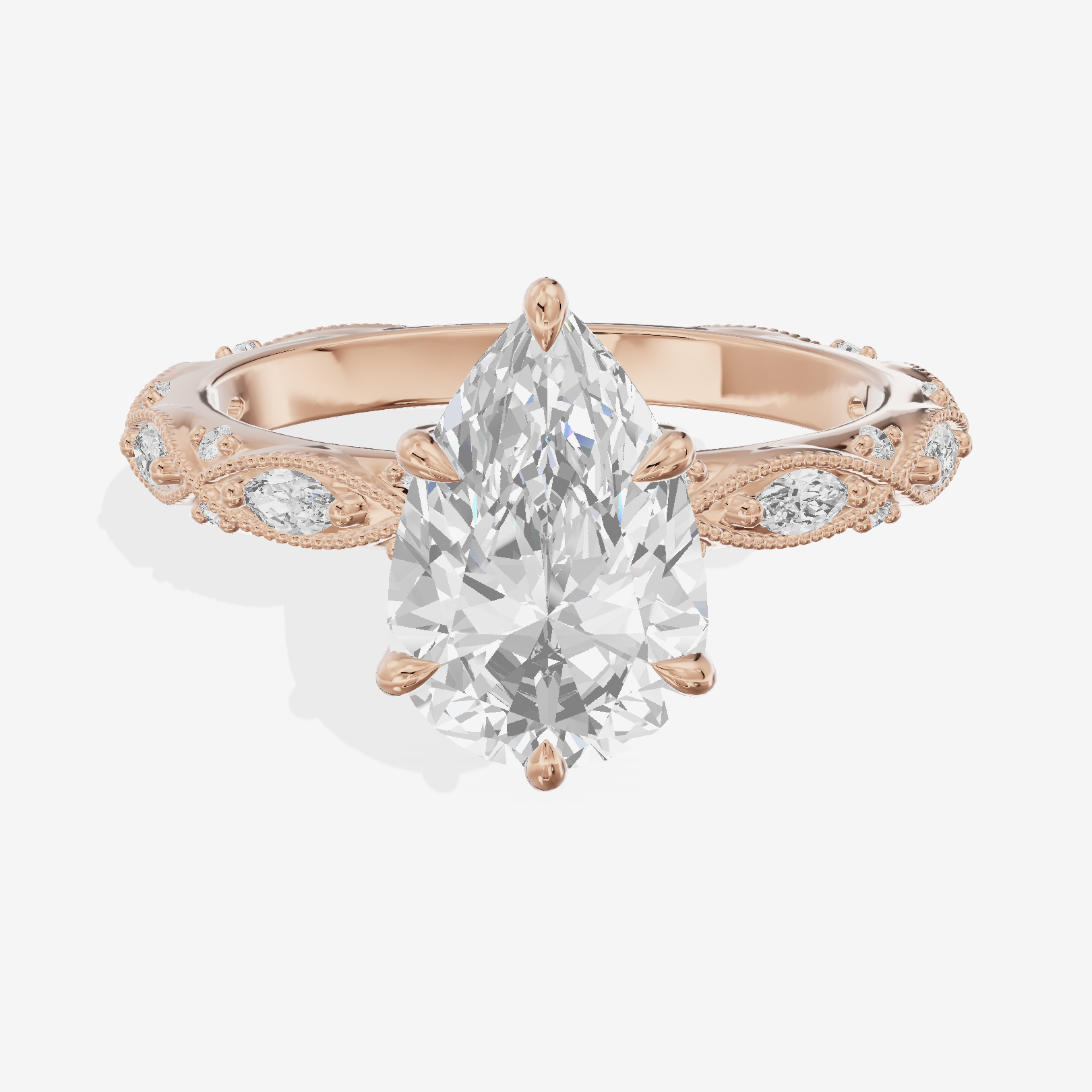 Vintage Whisper Pear Engagement Ring (1/4 ct. tw.) in 18K Rose Gold