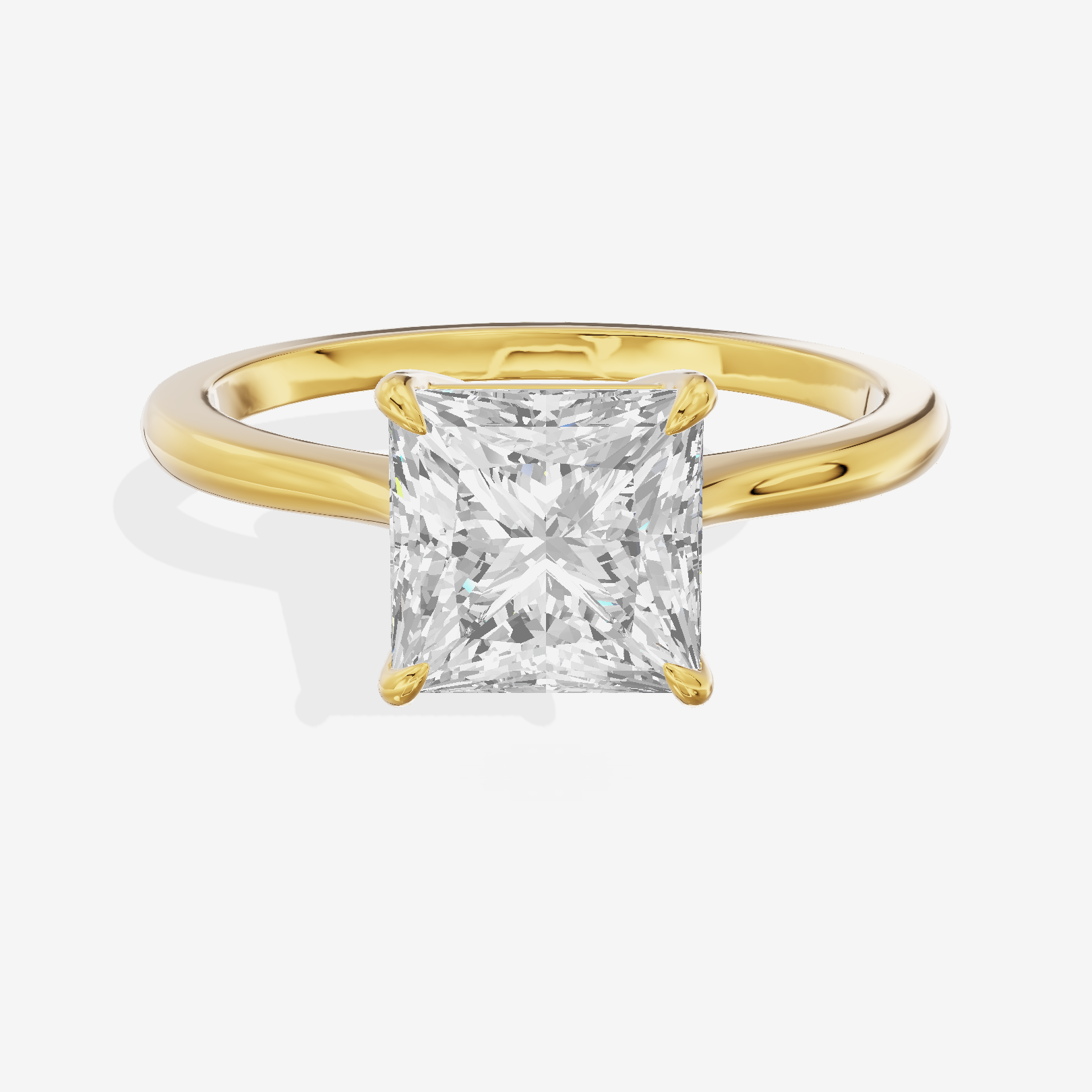 Bowed Adorae 1.5mm Princess Solitaire Engagement Ring in 14K Yellow Gold