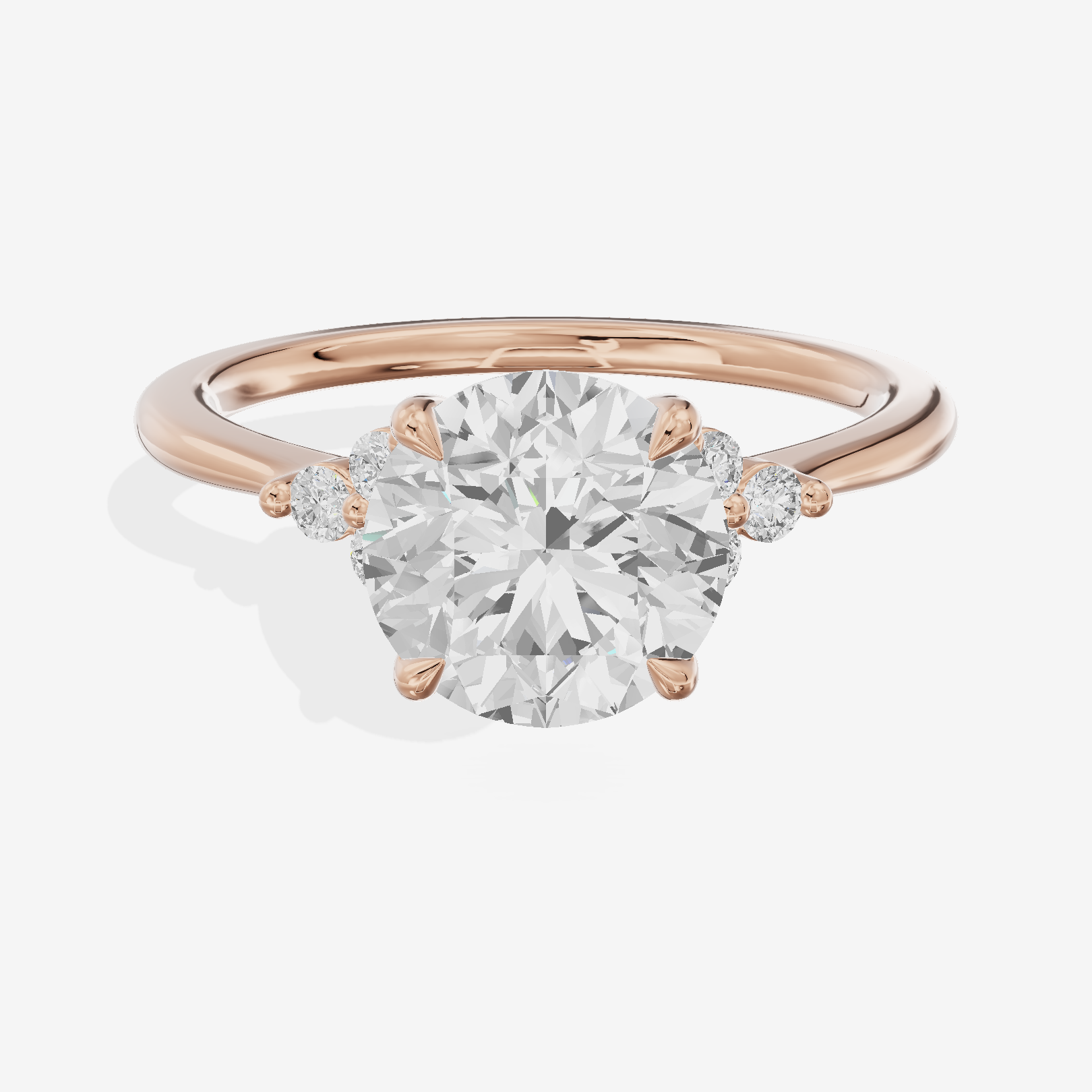Modern Heartline Round Engagement Ring with Side Stones (1/2 ct. tw.) in 14K Rose Gold