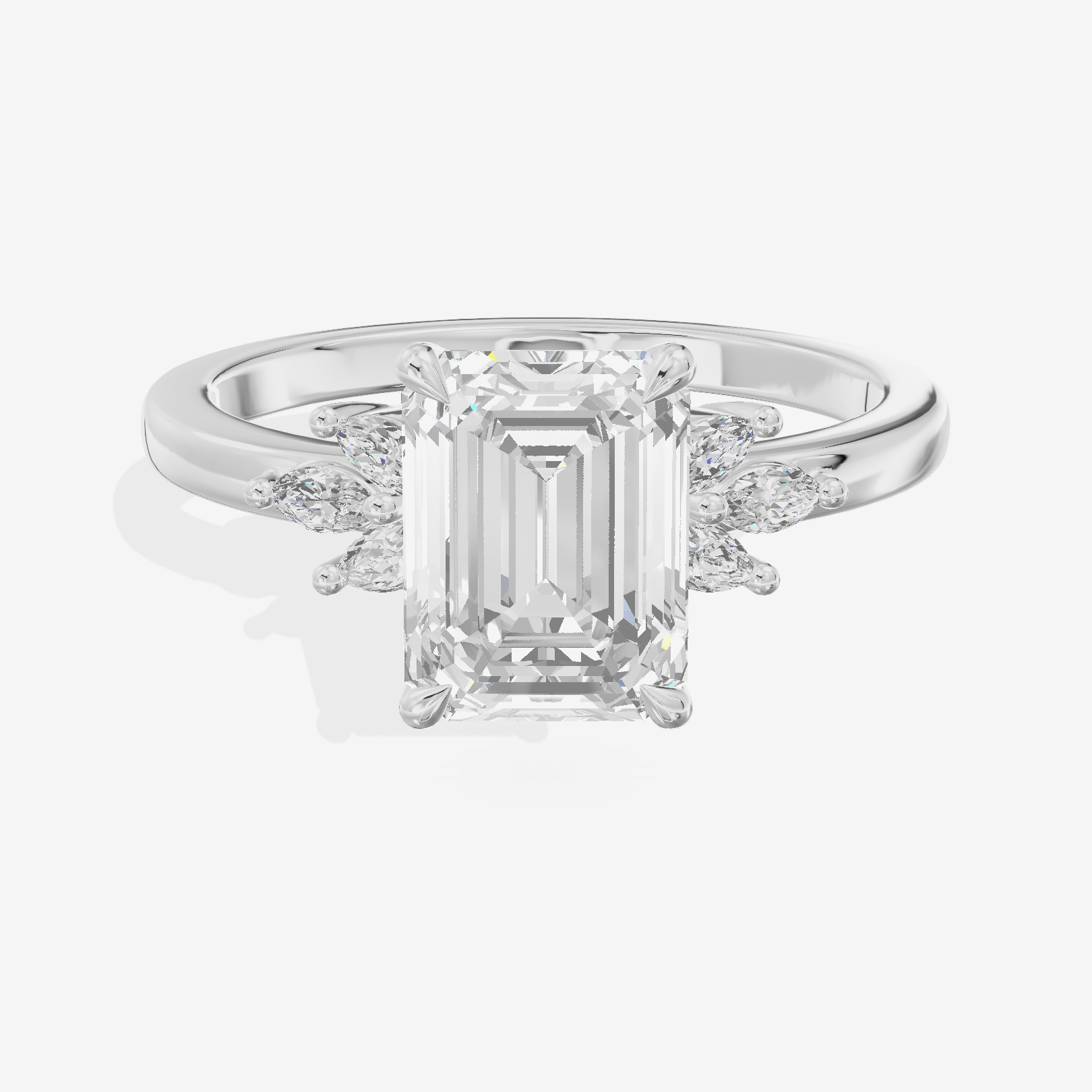 Modern Halcyon Emerald Engraved Engagement Ring (1/5 ct. tw.) in Platinum