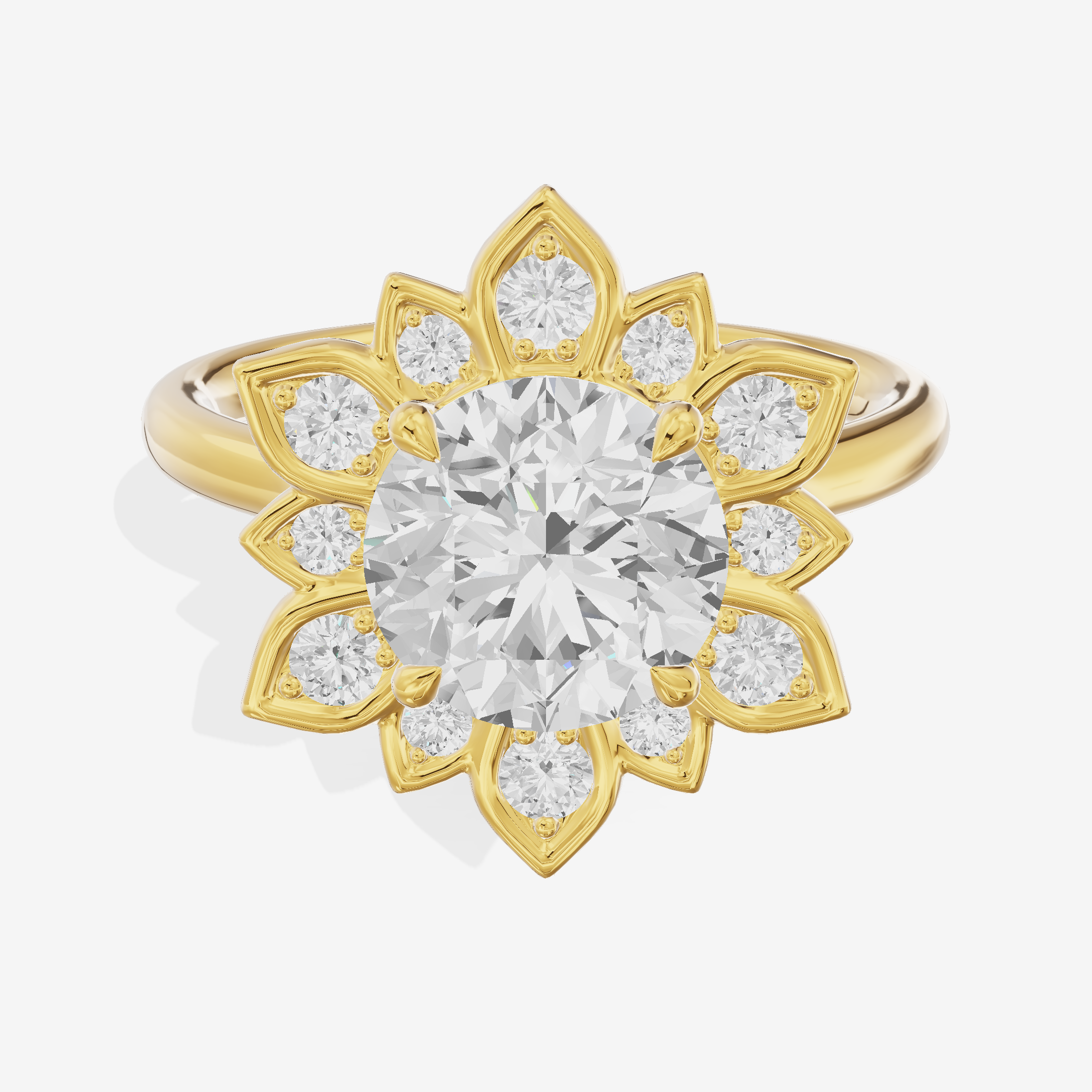 Solea Round Halo Engagement Ring (3/4 ct. tw.) in 14K Yellow Gold