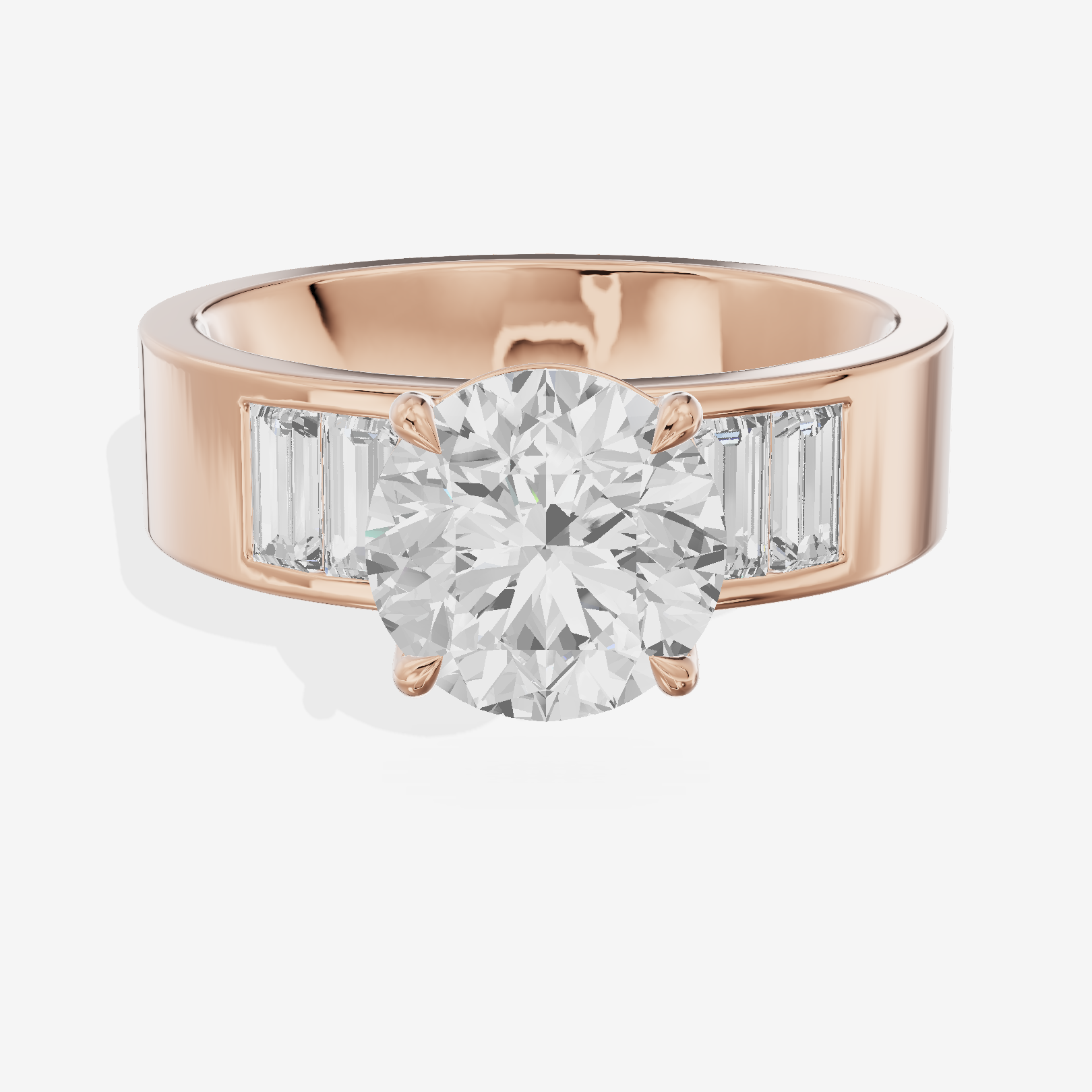 Grand Sincere Round Engagement Ring with Side Stones (3/5 ct. tw.) in 14K Rose Gold