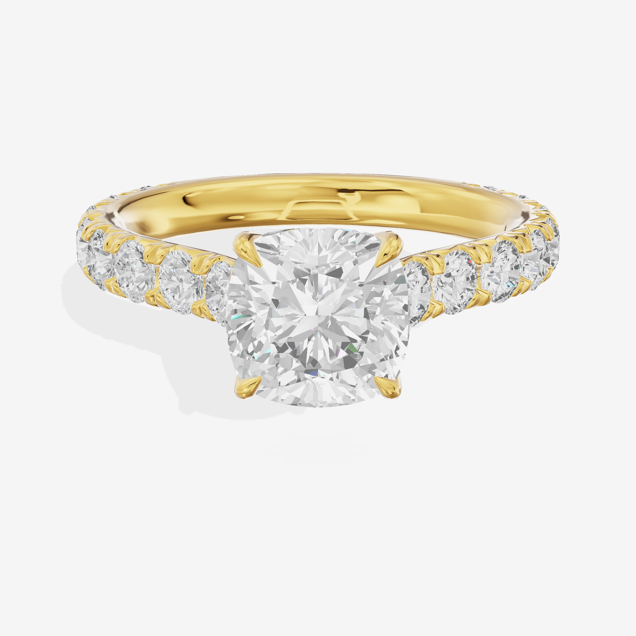 Twine Cushion Engagement Ring with Side Stones (7/8 ct. tw.) in 18K Yellow Gold