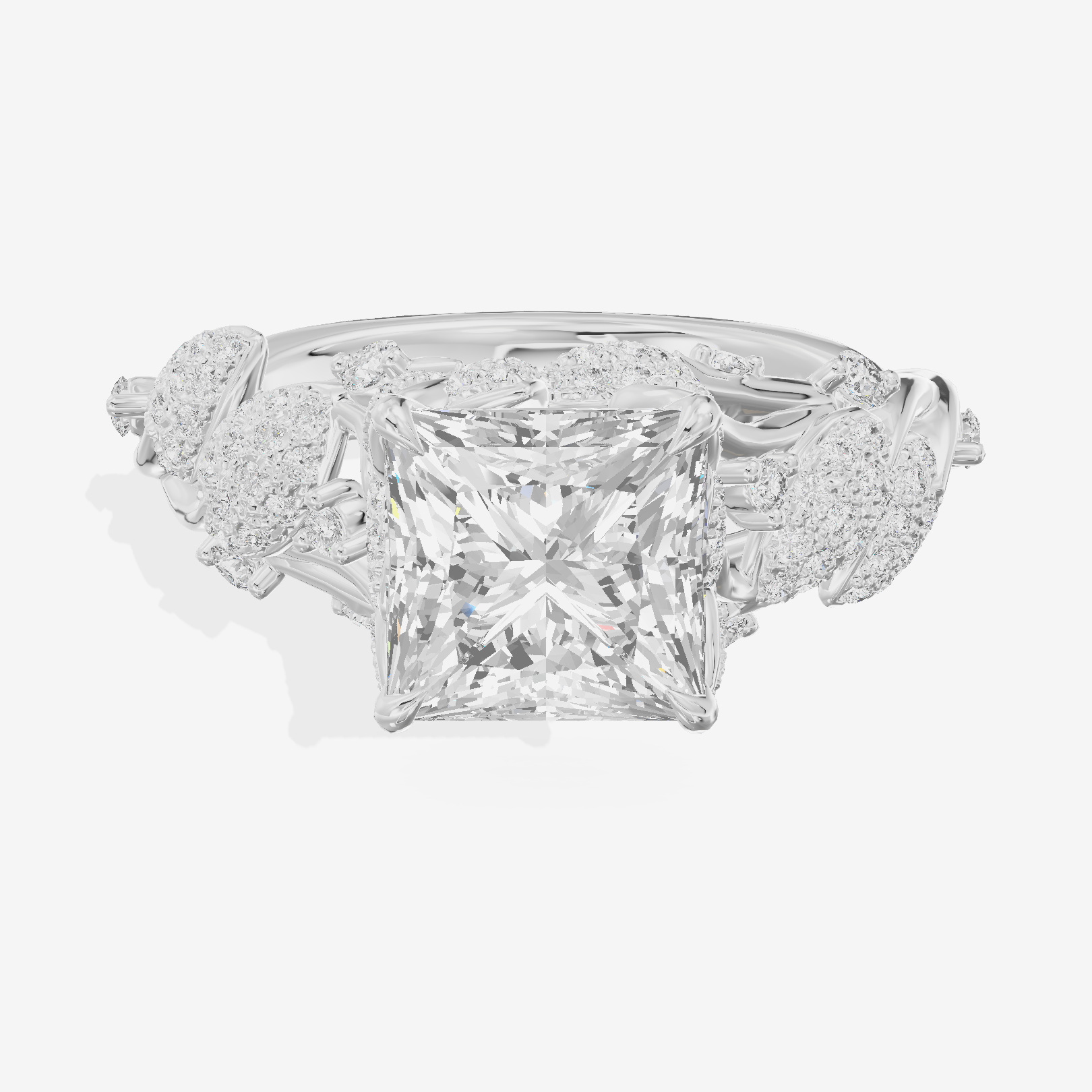 Modern Linger Princess Engagement Ring with Side Stones (3/4 ct. tw.) in 14K White Gold