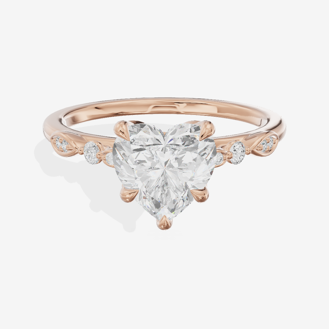 Petite Aurea Heart Engagement Ring with Side Stones (1/6 ct. tw.) in 18K Rose Gold