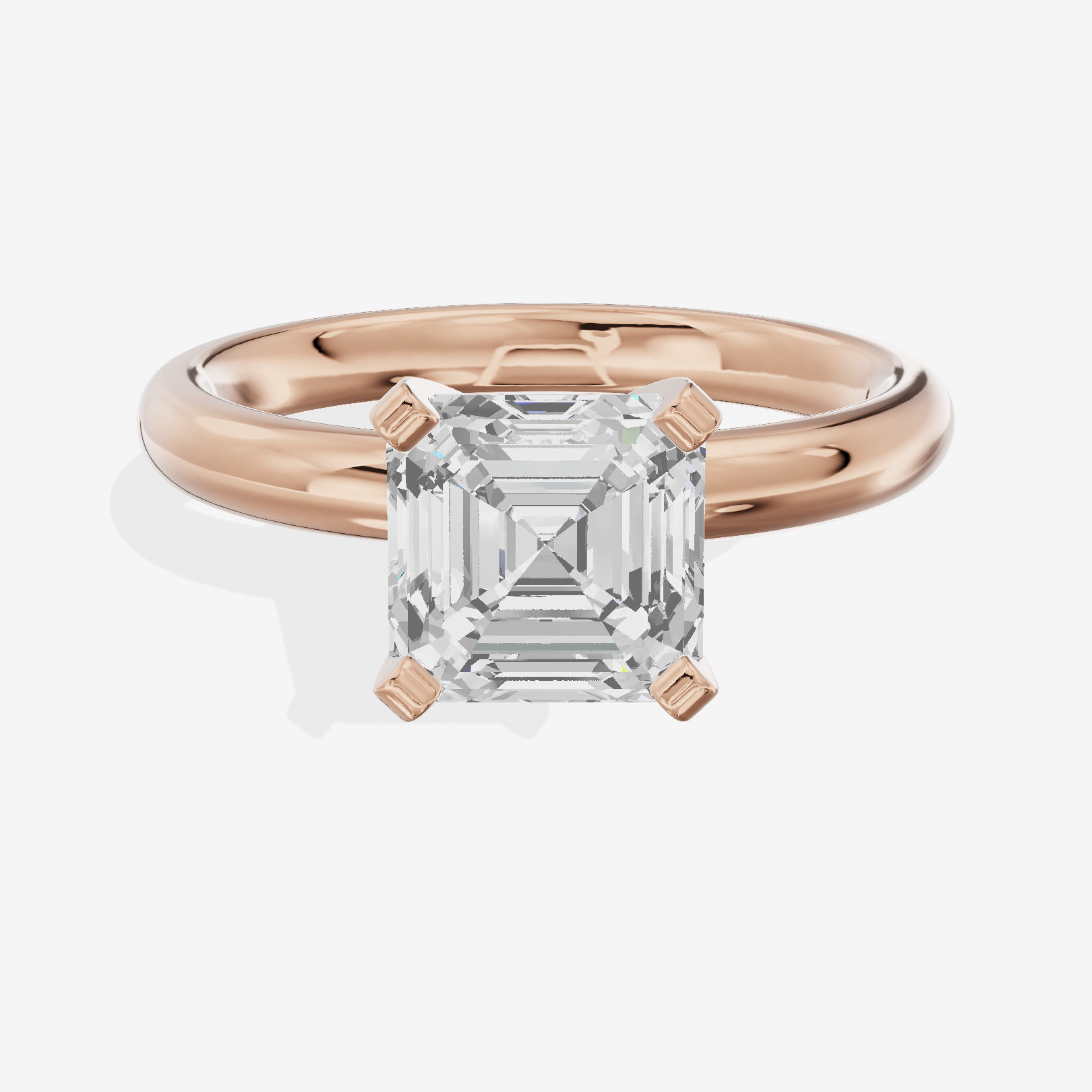 Hallowed Selenia 2.5mm Asscher Comfort Fit Engagement Ring in 14K Rose Gold
