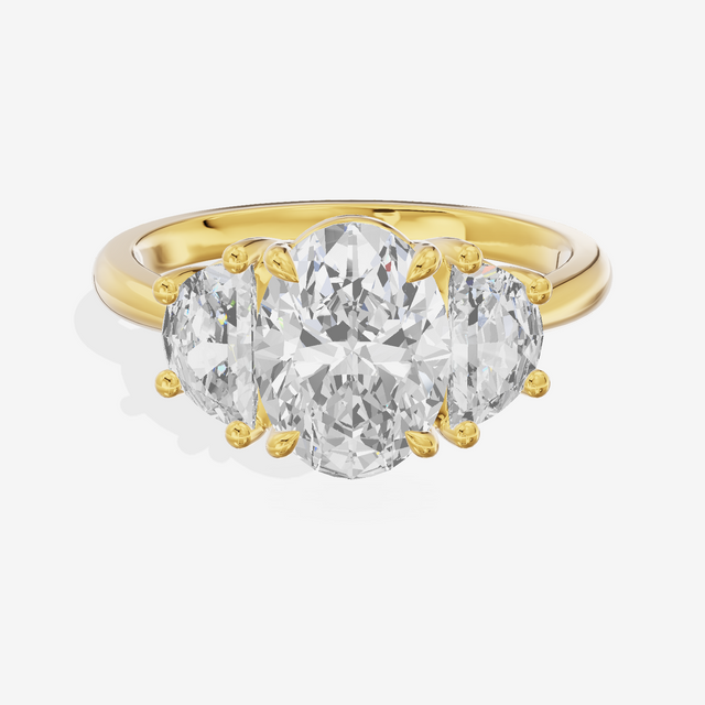 Vintage Sincere Three Stone Oval Engagement Ring (1/2 ct. tw.) in 14K Yellow Gold