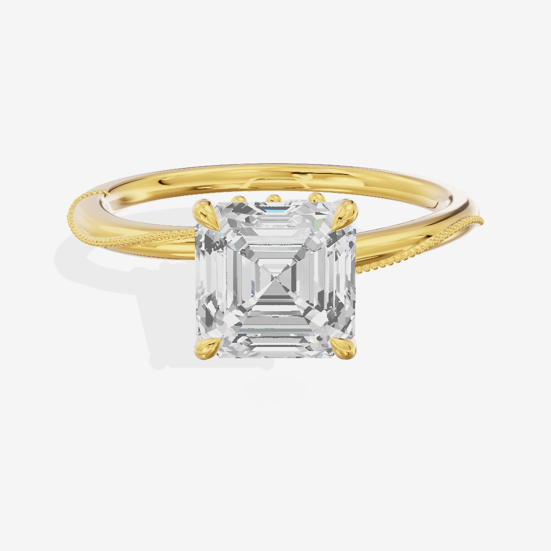 Vintage Coeurine Asscher Engagement Ring (1/10 ct. tw.) in 18K Yellow Gold
