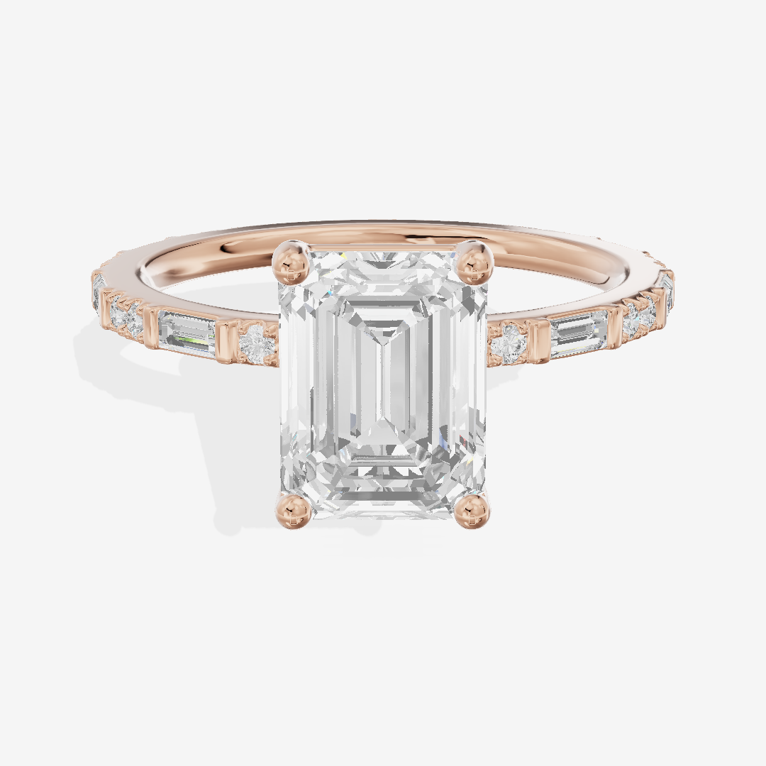 Twine Cathedral 1.8mm Emerald Solitaire Engagement Ring (1/2 ct. tw.) in 14K Rose Gold