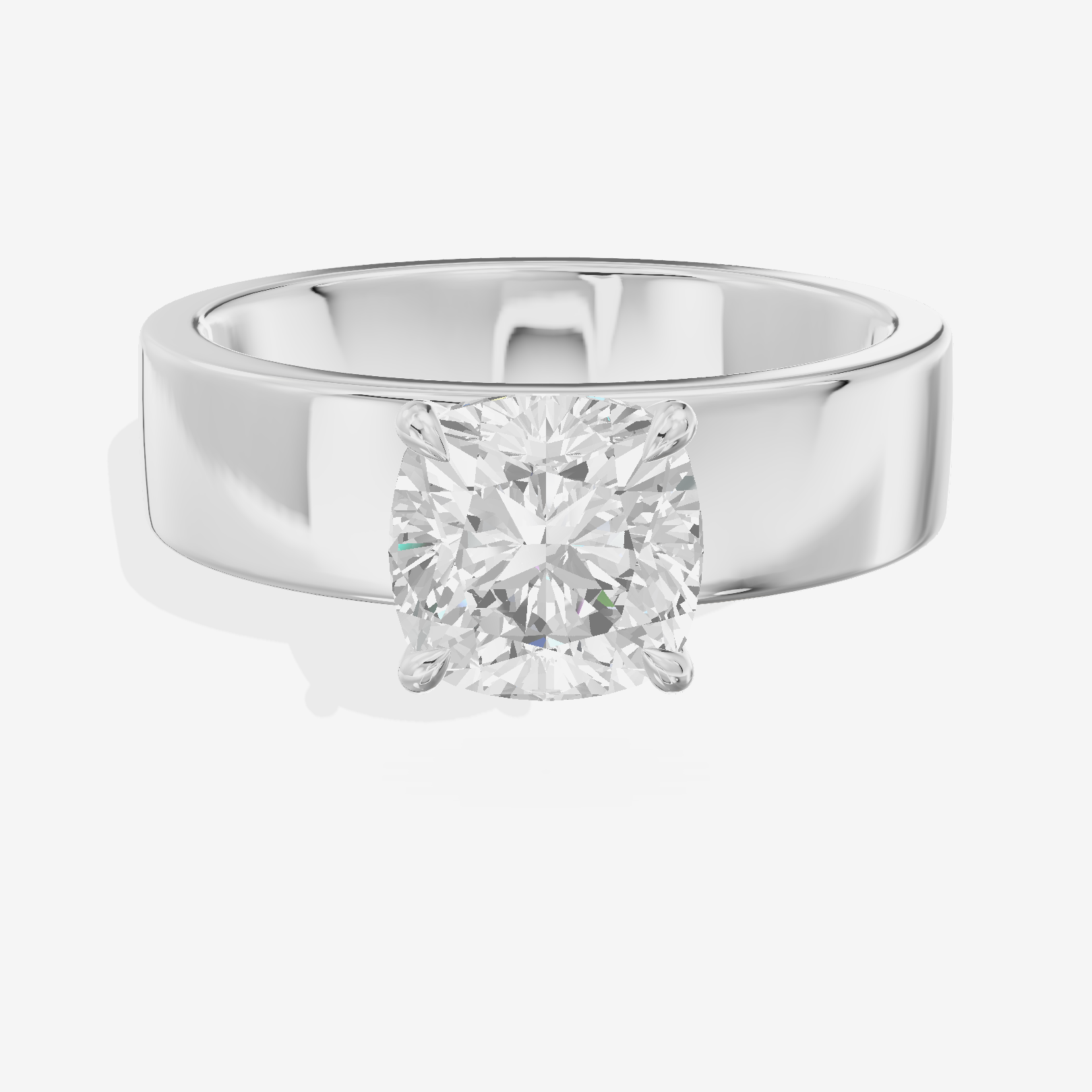 Lustrous Promezza Cushion Engagement Ring with Side Stones (1/20 ct. tw.) in Platinum