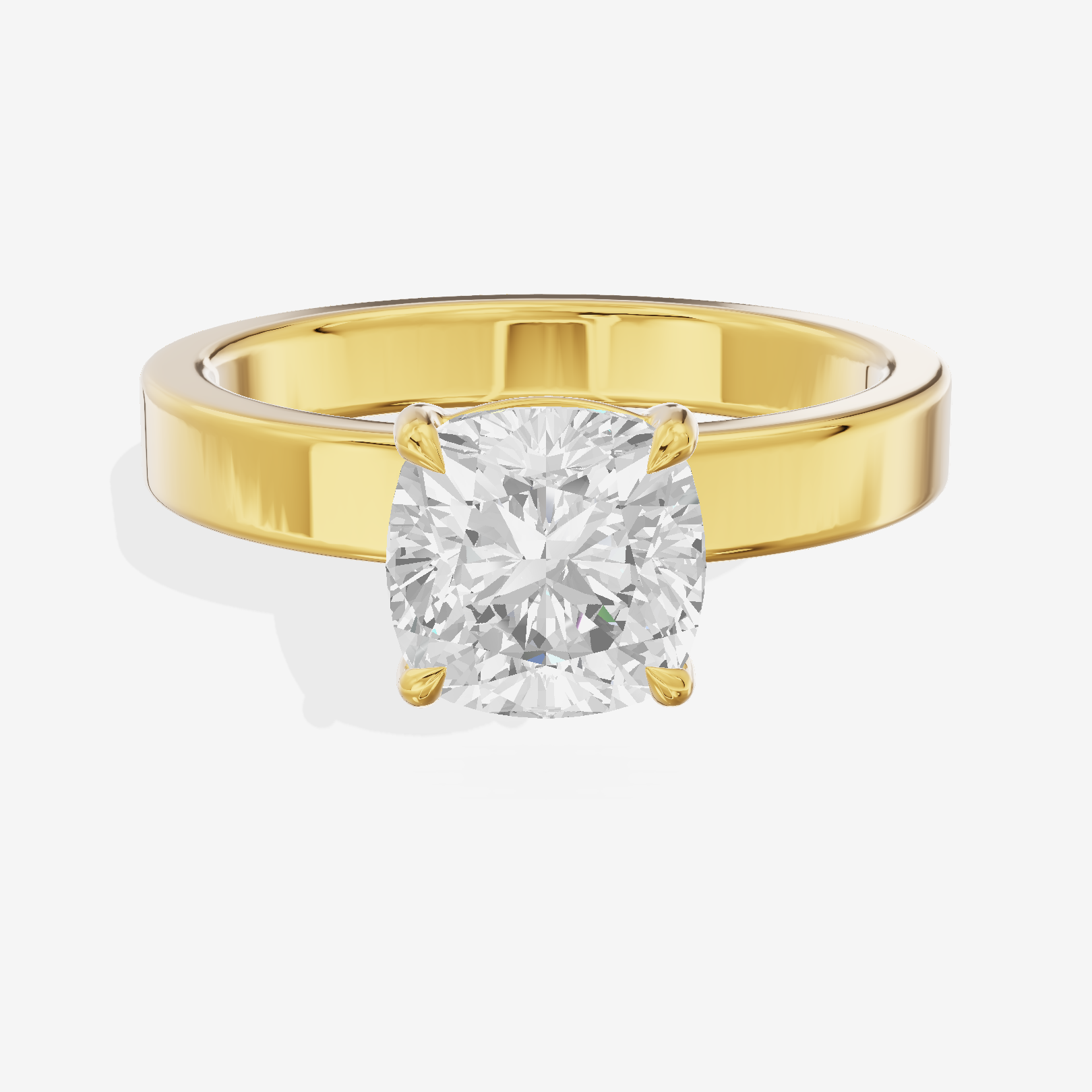 Eternal Vowsae 3mm Cushion Solitaire Engagement Ring in 18K Yellow Gold