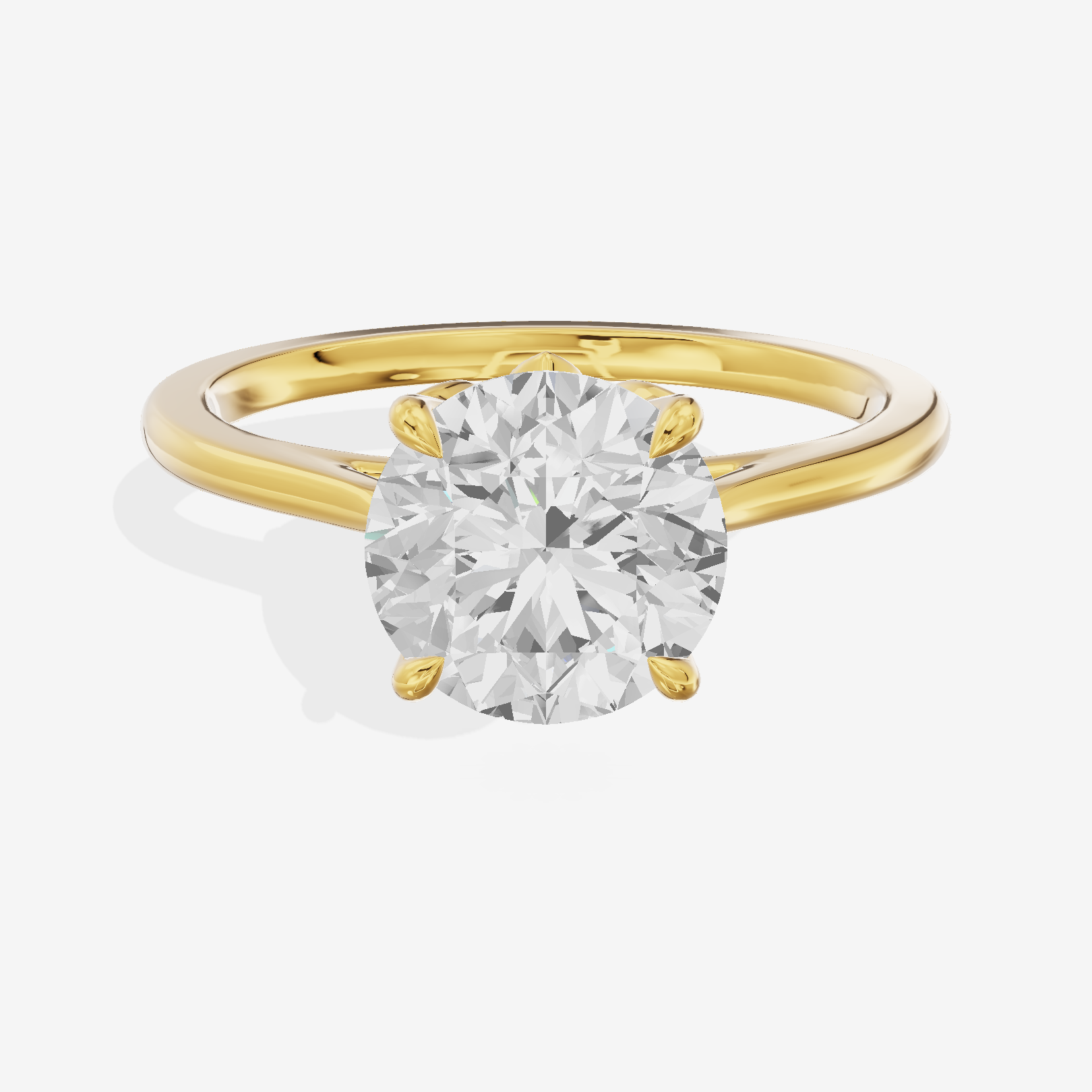 Coeurine Cathedral 1.5mm Round Solitaire Engagement Ring in 18K Yellow Gold
