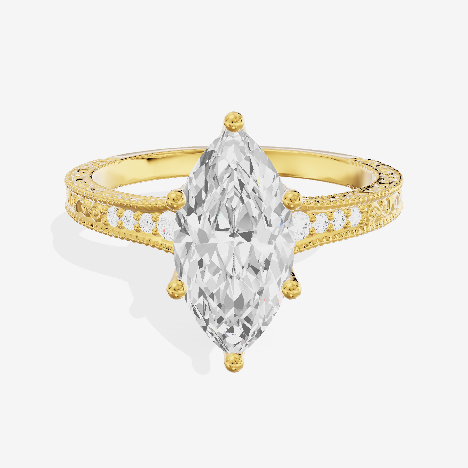 Vintage Sincere Marquise Engagement Ring (1/10 ct. tw.) in 18K Yellow Gold