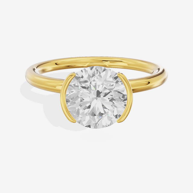 Sincere Bezel 1.8mm Round Solitaire Engagement Ring in 14K Yellow Gold