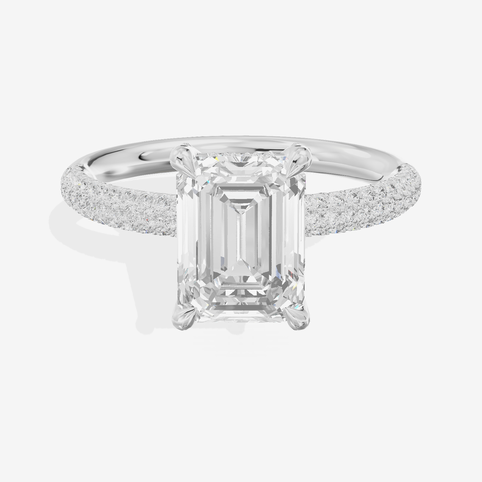 Whispered Lumera Emerald Engagement Ring with Side Stones (1/3 ct. tw.) in 18K White Gold
