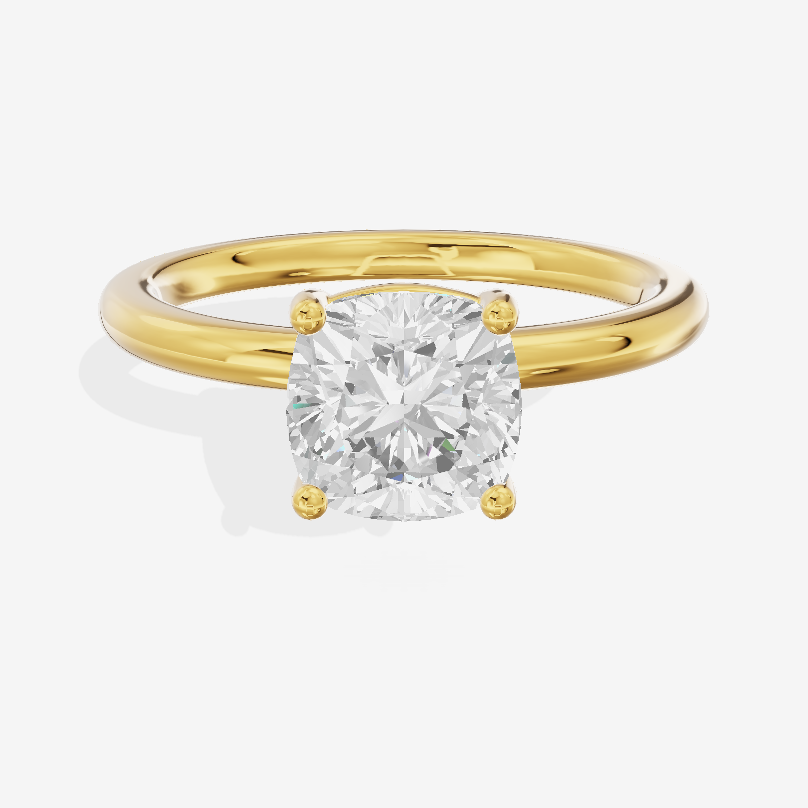 Tender 2mm Cushion Solitaire Engagement Ring in 18K Yellow Gold
