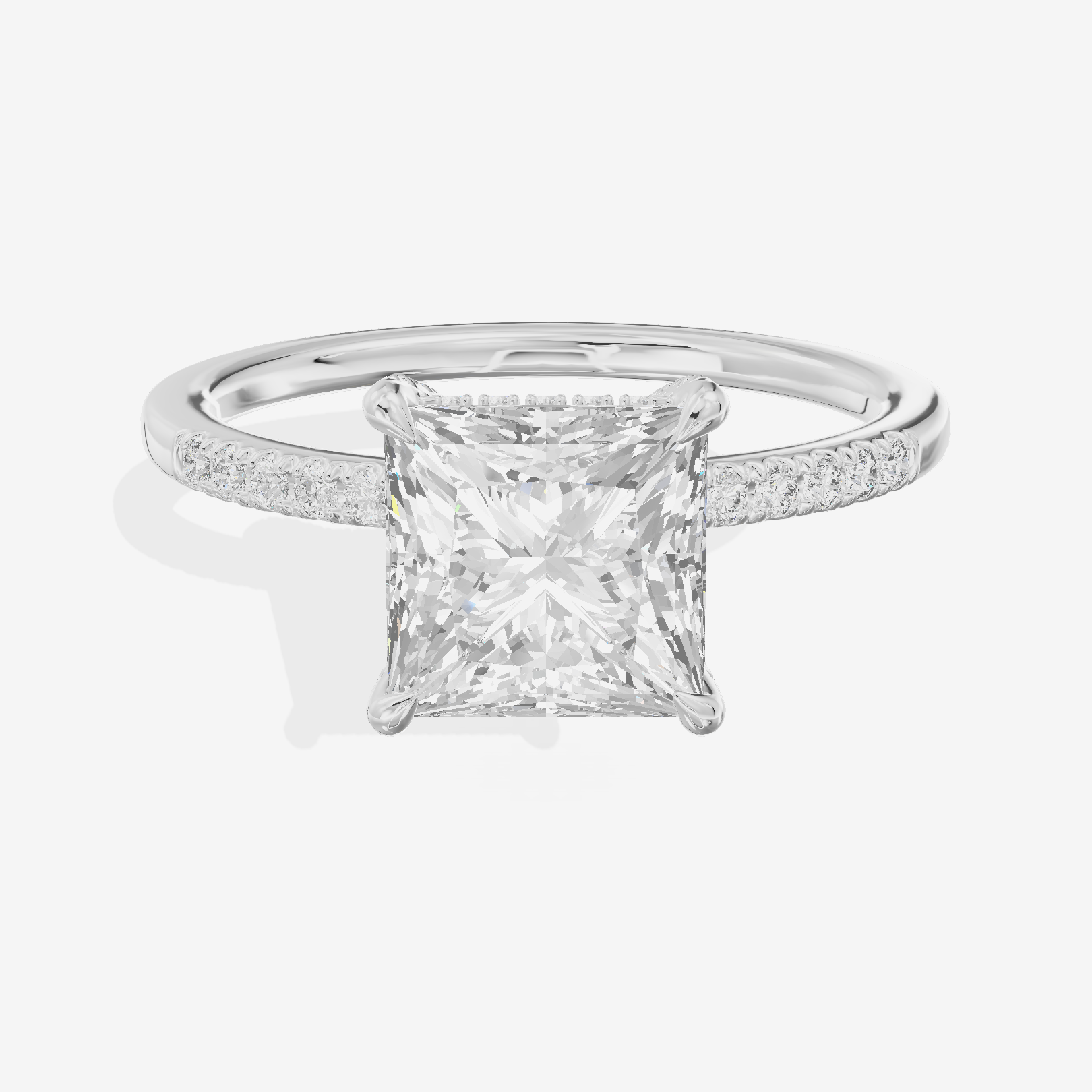 Twine Vine Vine Princess Engagement Ring with Side Stones (3/5 ct. tw.) in 18K White Gold