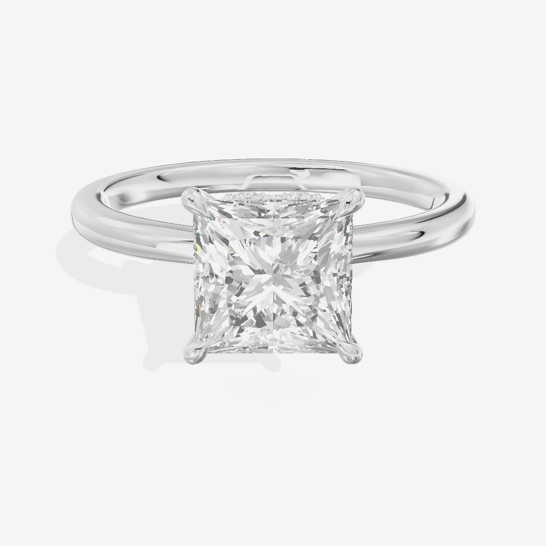 Grand Liviana Princess Engagement Ring with Side Stones (1/10 ct. tw.) in 18K White Gold