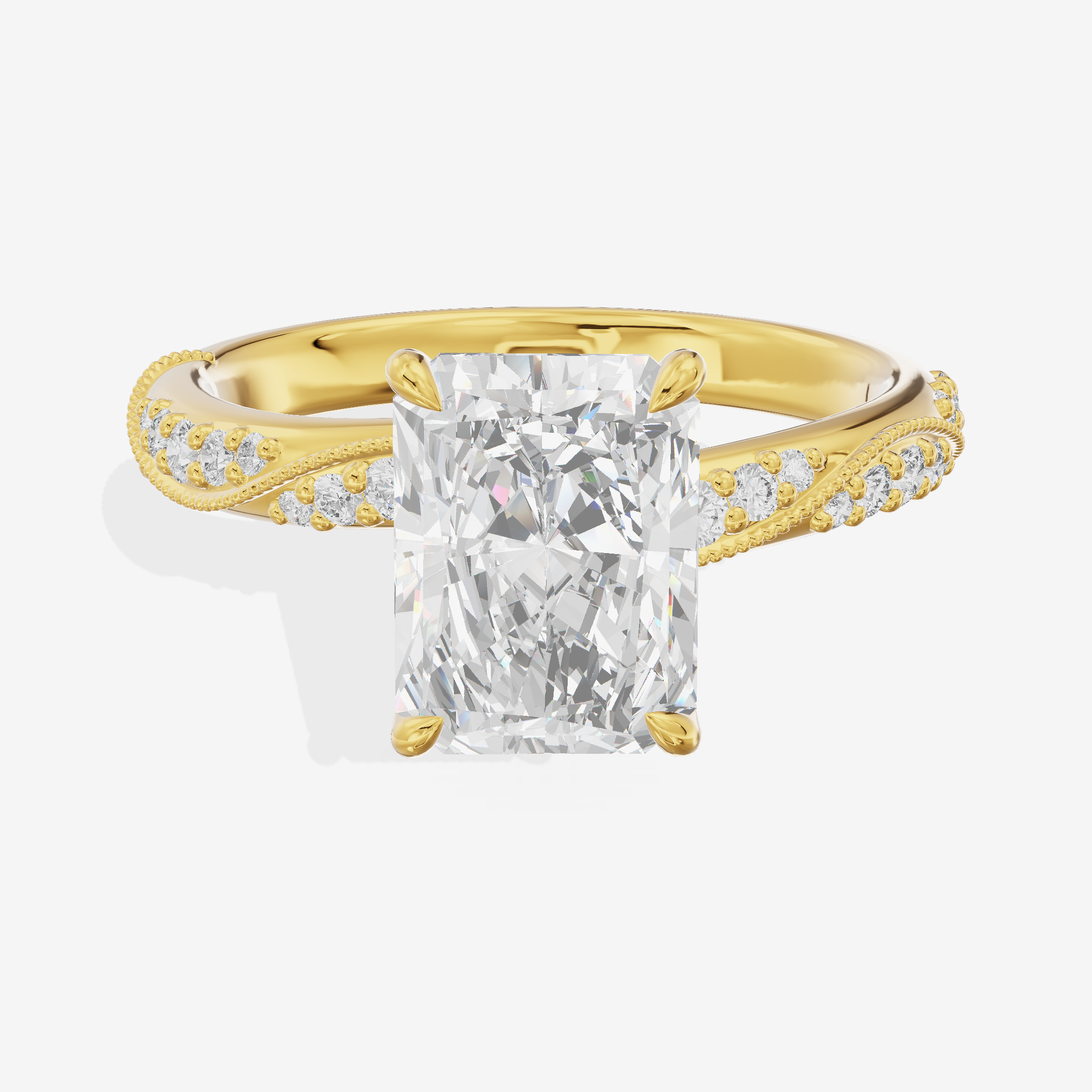 Classic Halcyon Radiant Engagement Ring with Side Stones (1/4 ct. tw.) in 18K Yellow Gold