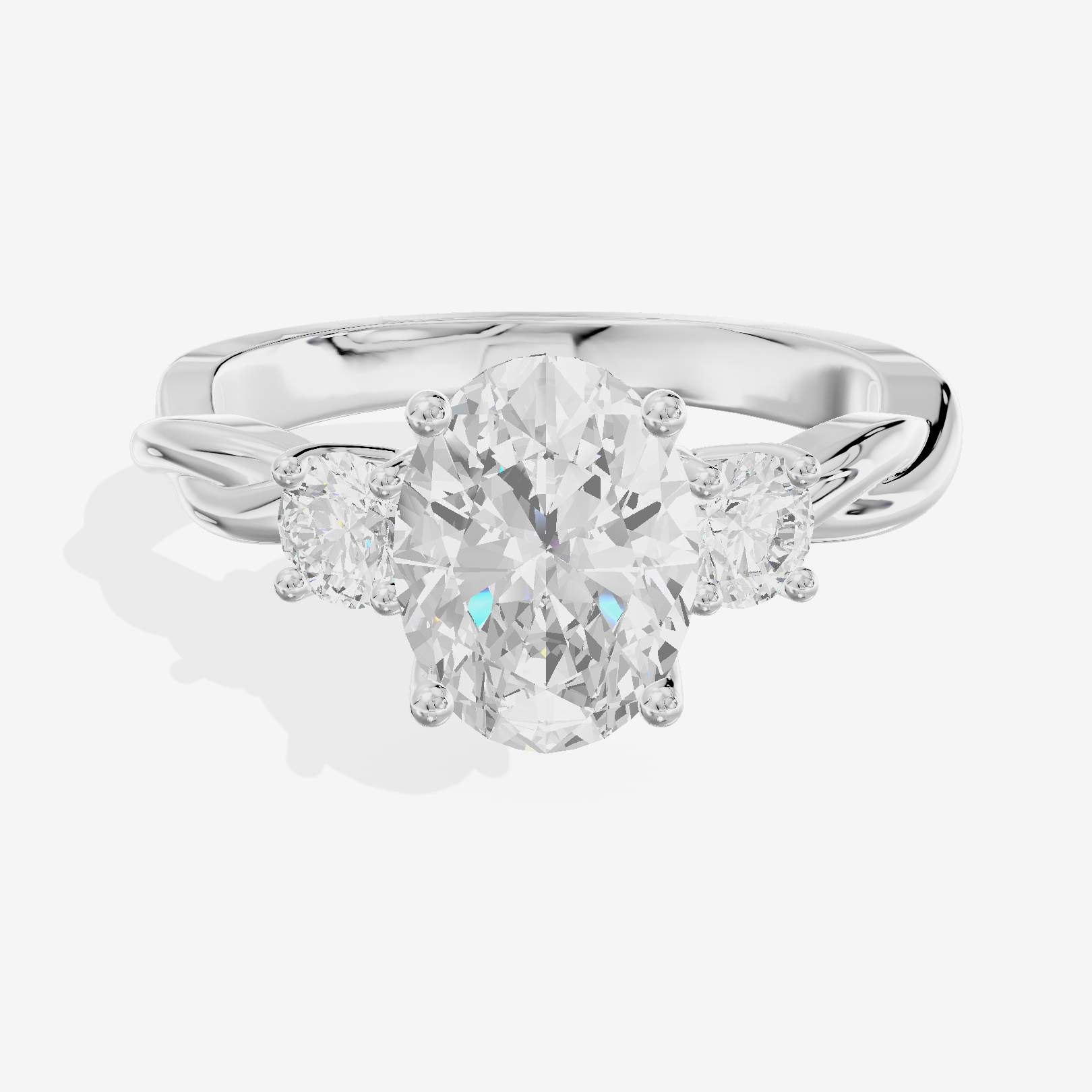 Twined Triade Oval Three Stone Engagement Ring (1/4 ct. tw.) in Platinum