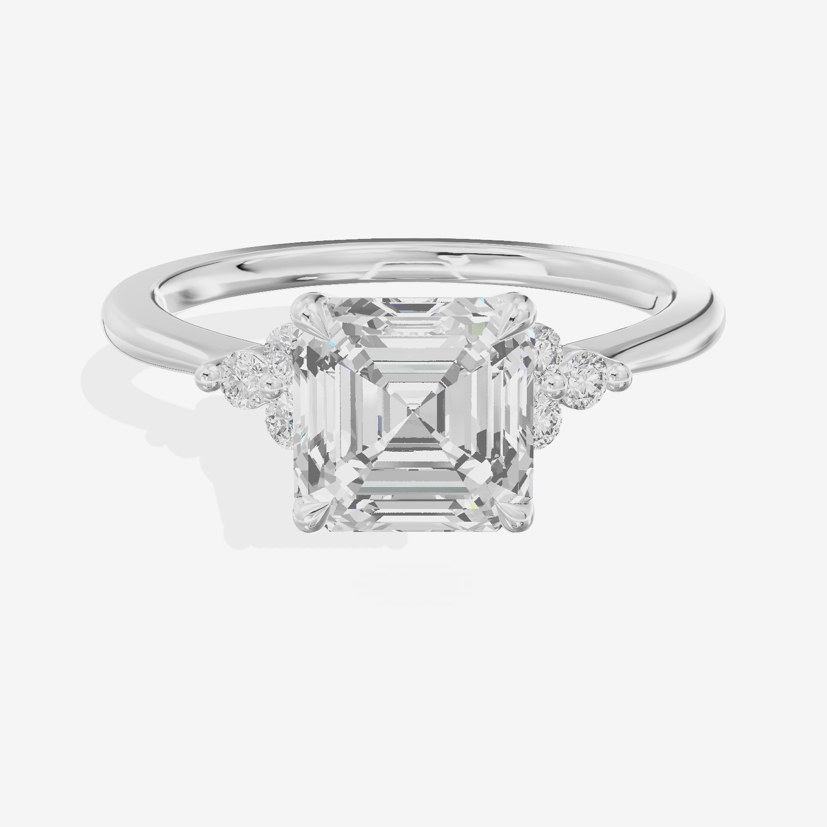 Petite Whisper Asscher Engagement Ring with Side Stones (1/10 ct. tw.) in 14K White Gold