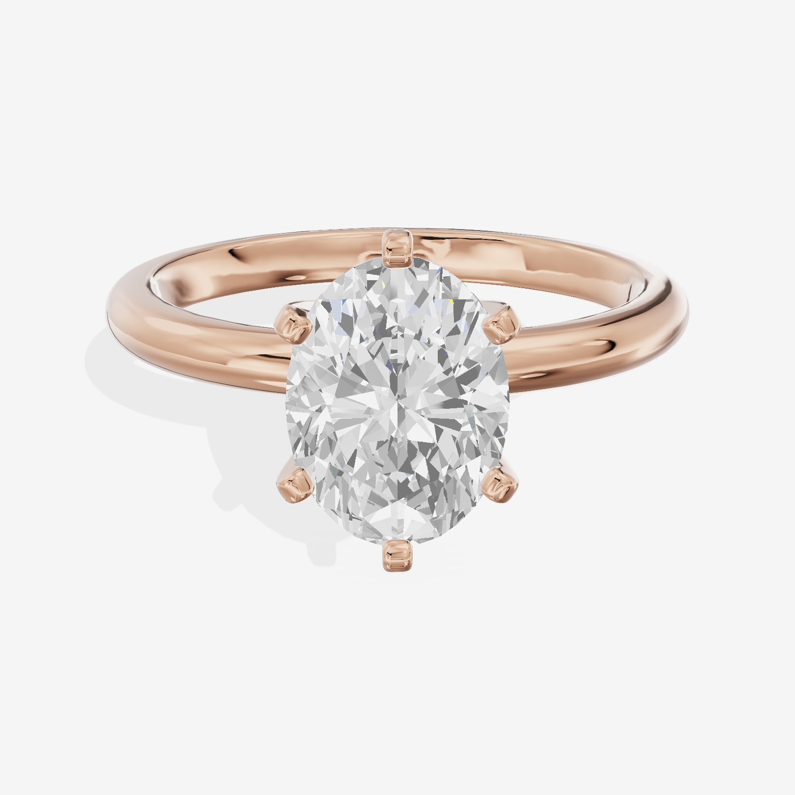 Classic Sincere 2mm Oval Six-Prong Engagement Ring in 18K Rose Gold