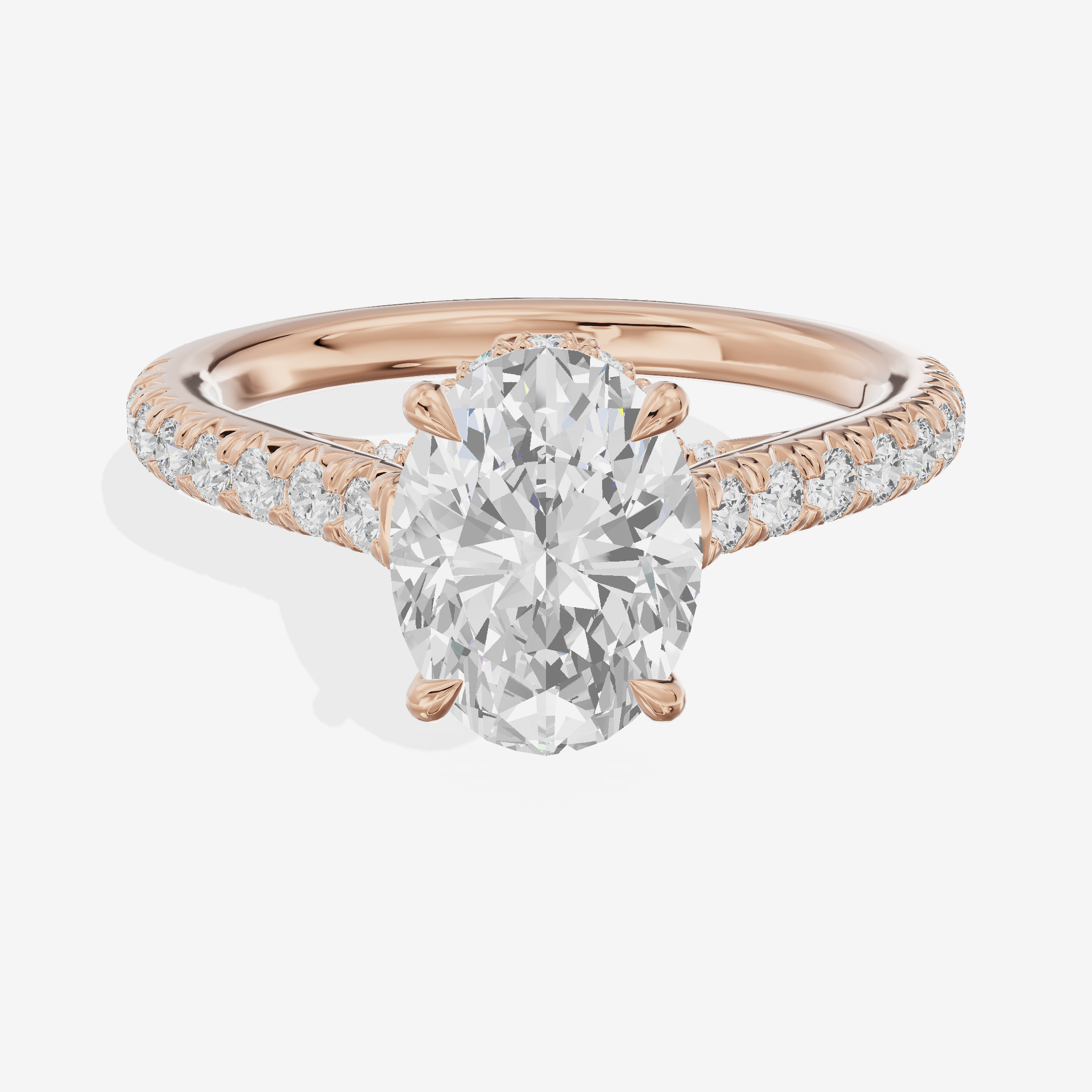 Modern Linger Oval Engagement Ring with Side Stones (3/4 ct. tw.) in 18K Rose Gold