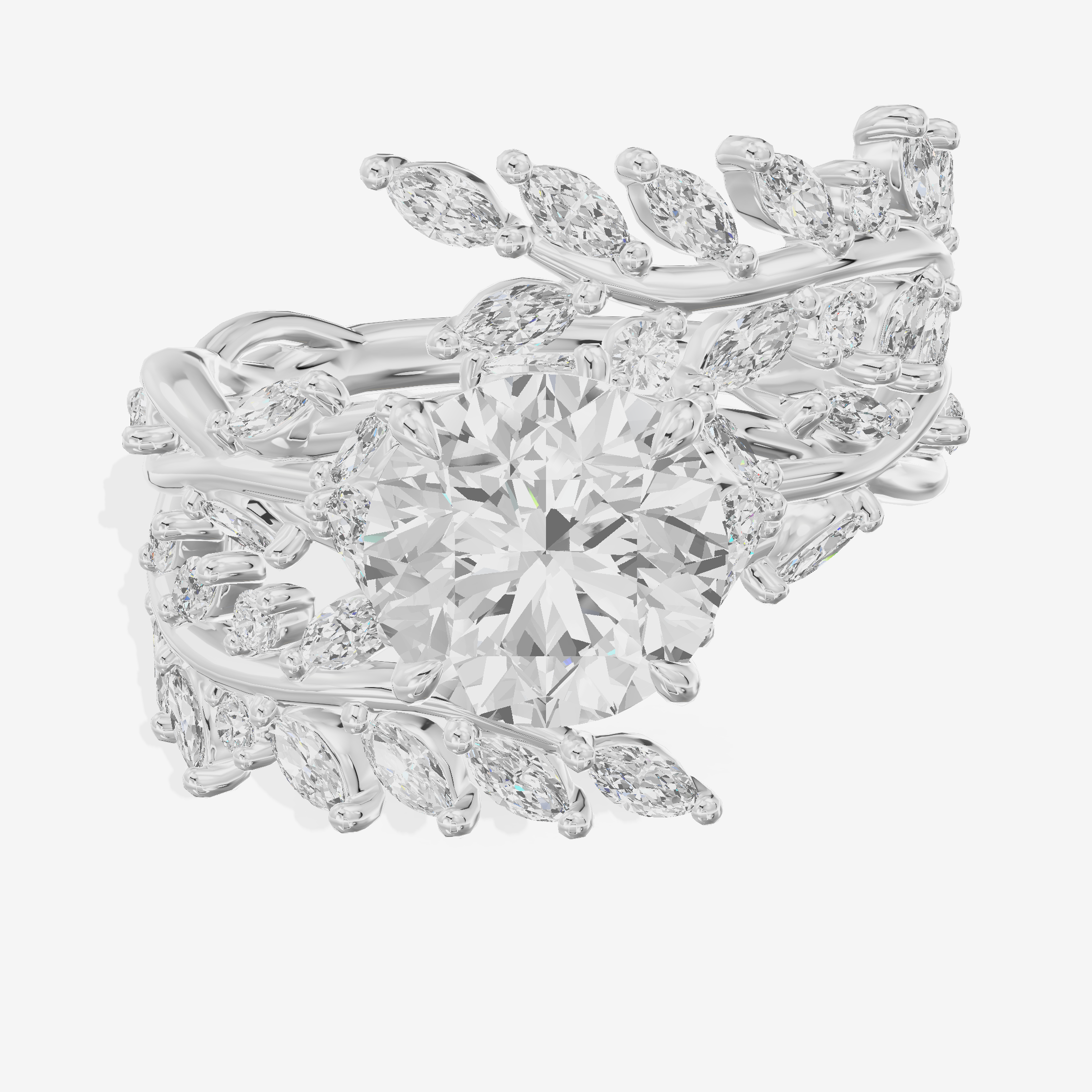 Bowed Trueheart Round Engagement Ring with Side Stones (3/4 ct. tw.) in 14K White Gold