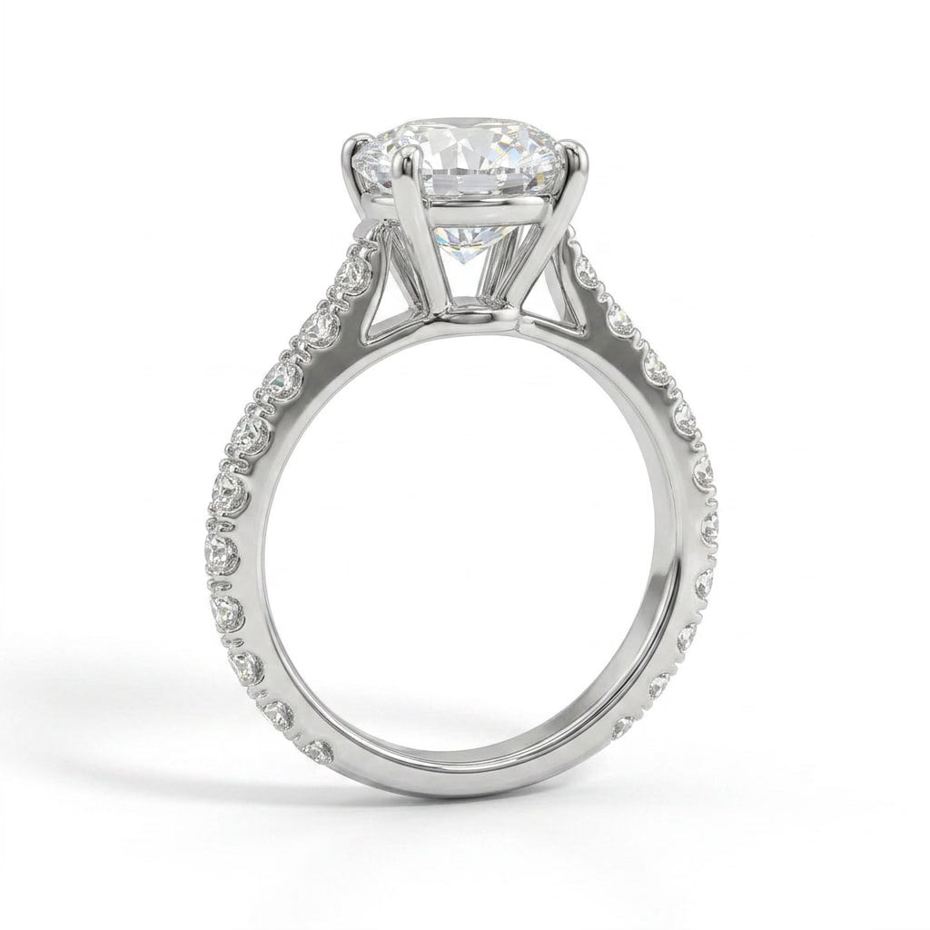Cathedral Pavé Round Engagement Ring (3.06 ct. tw.) in Platinum