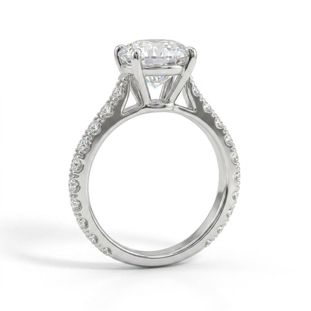 Cathedral Pavé Round Engagement Ring (3.06 ct. tw.) in Platinum